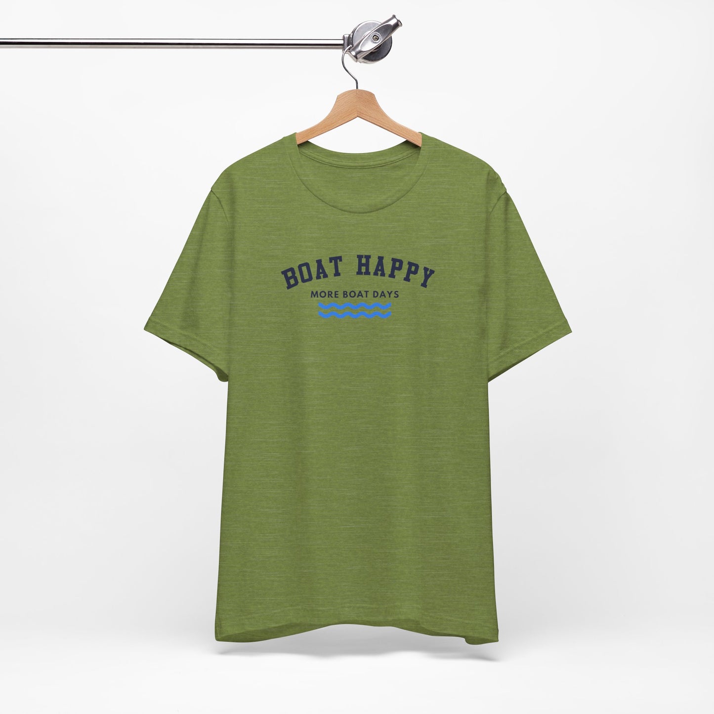 Classic Boat Happy T-Shirt, Bella + Canvas Unisex Jersey Tee, Nautical Boating Shirt, Coastal Lifestyle Apparel, Ocean Lover Gift