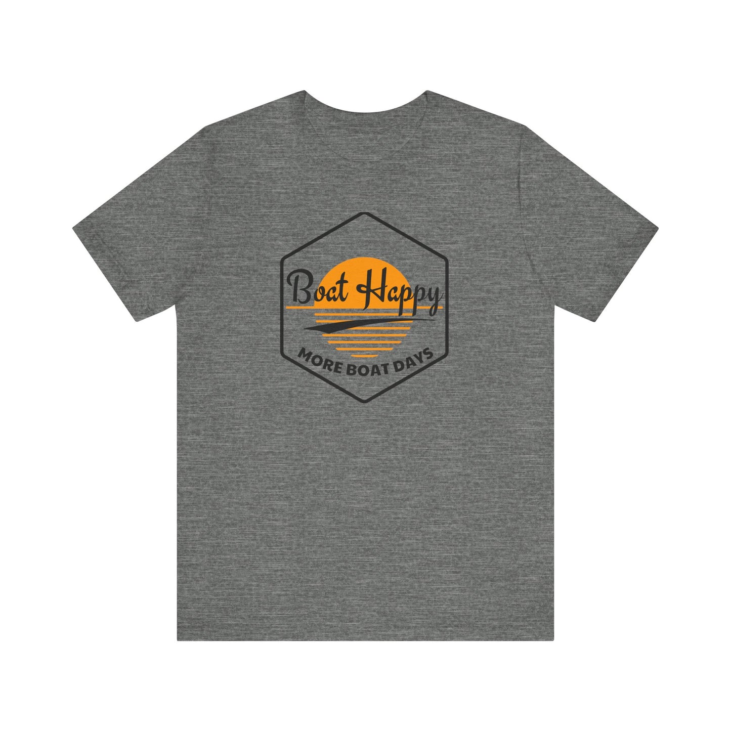 Boat Happy T-Shirt, Sunset Hexagon Design, Perfect T-Shirt for Boat or Beach Lover, Boating Lifestyle Shirt, Coastal Sunset Graphic Tee, Boating T-Shirt