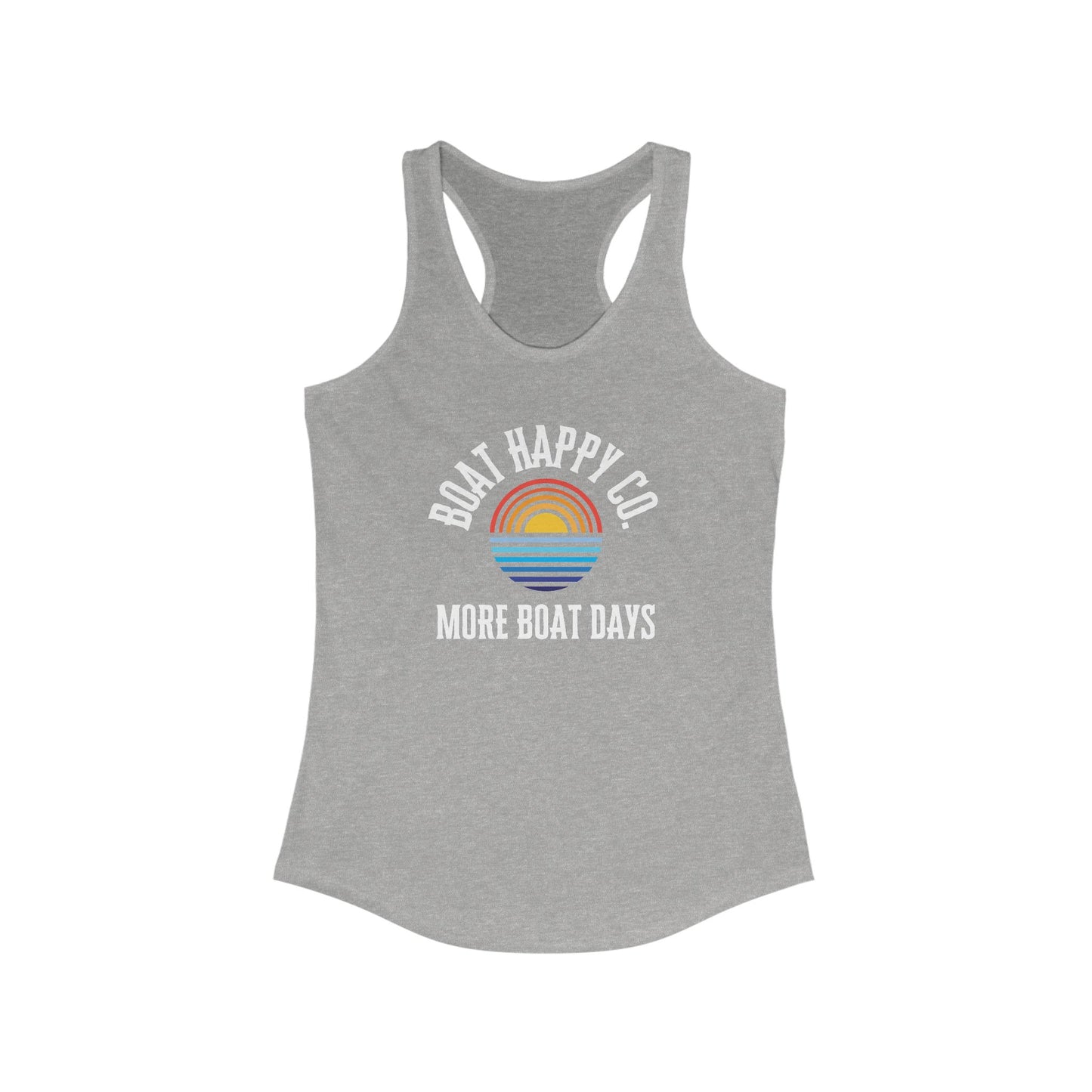 Boat Happy Co. Women's Racer Back Tank Top, Next Level 1533 Racer Back Tank, Summer Tank Top for Beach and Boat Lovers