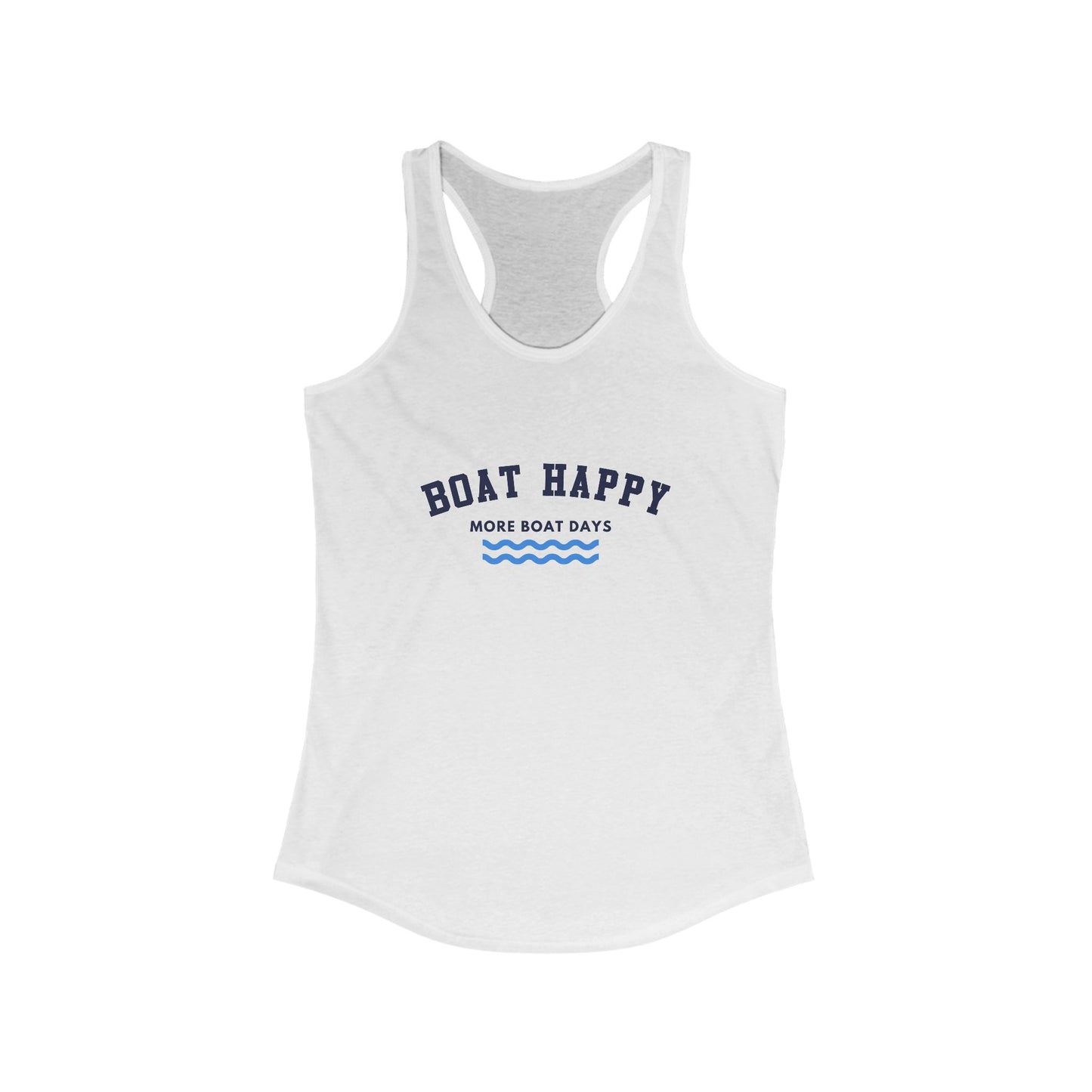 Racerback Tank - Boat Happy Logo Design, Nautical Boating Tank for Women, Coastal Lifestyle Shirt, Summer Boating Apparel, Boating Shirt