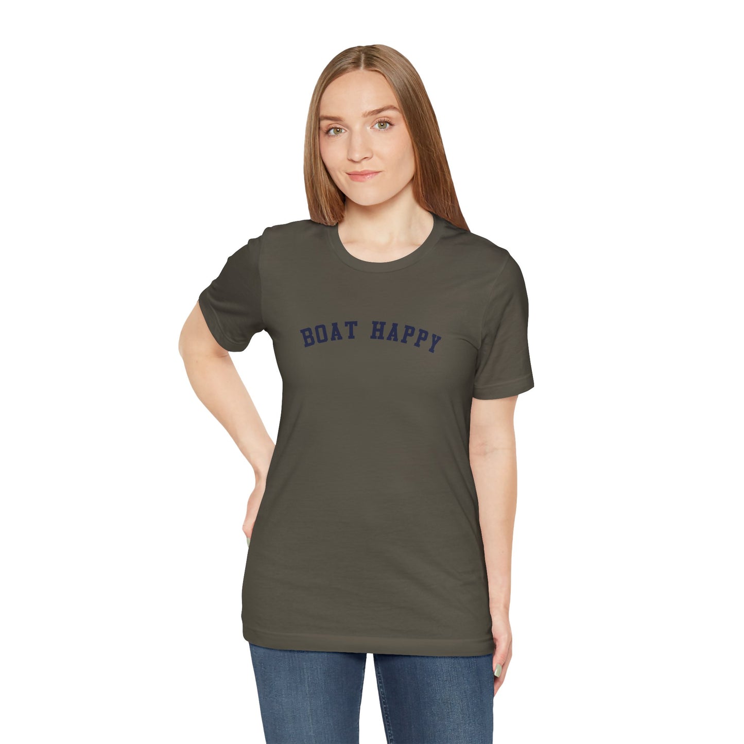 Boat Happy Bella + Canvas 3001 T-Shirt, Soft Nautical Tee for Boating Lovers, Boating T-Shirt, Nautical T-Shirt, Boating Gift for Boat Lover