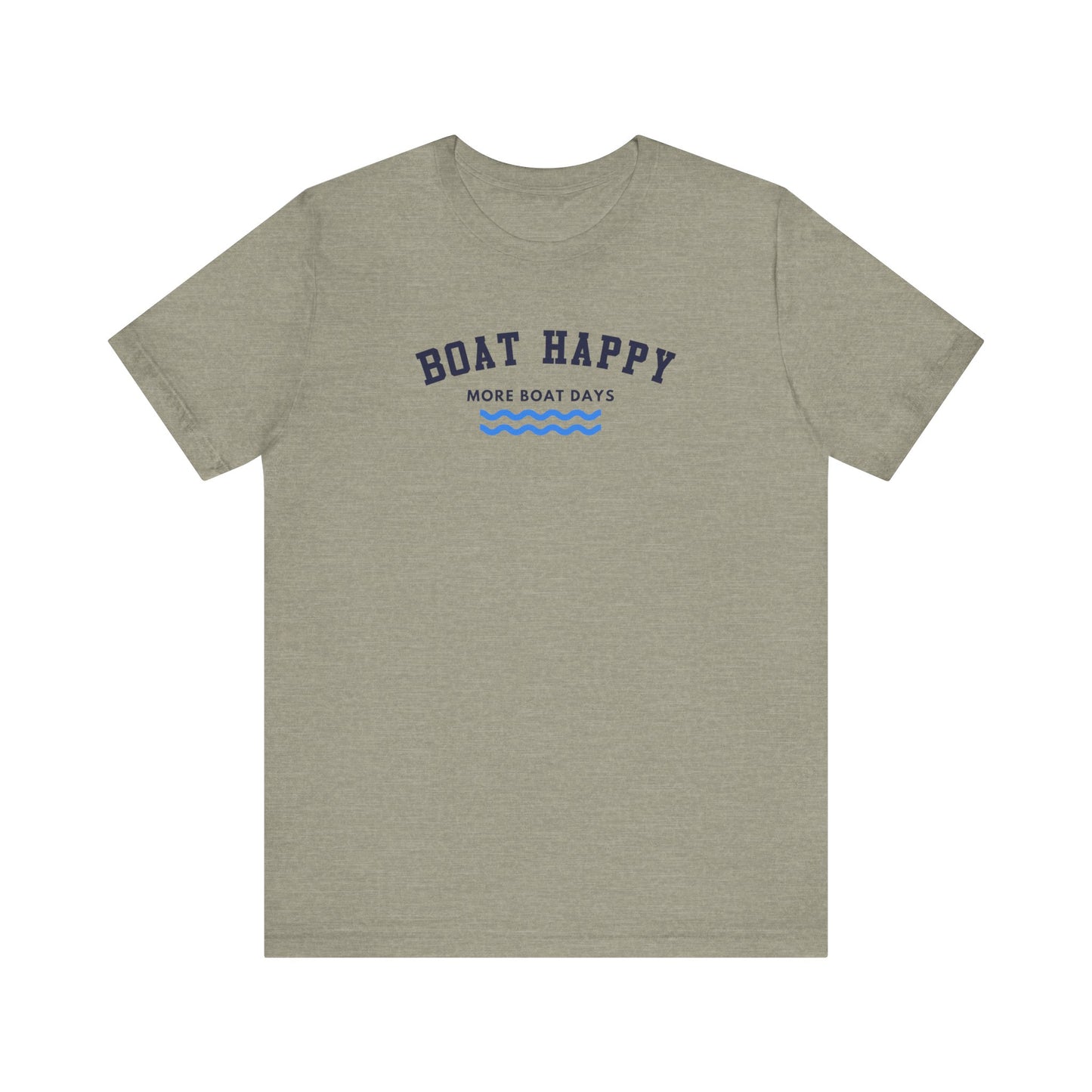 Classic Boat Happy T-Shirt, Bella + Canvas Unisex Jersey Tee, Nautical Boating Shirt, Coastal Lifestyle Apparel, Ocean Lover Gift