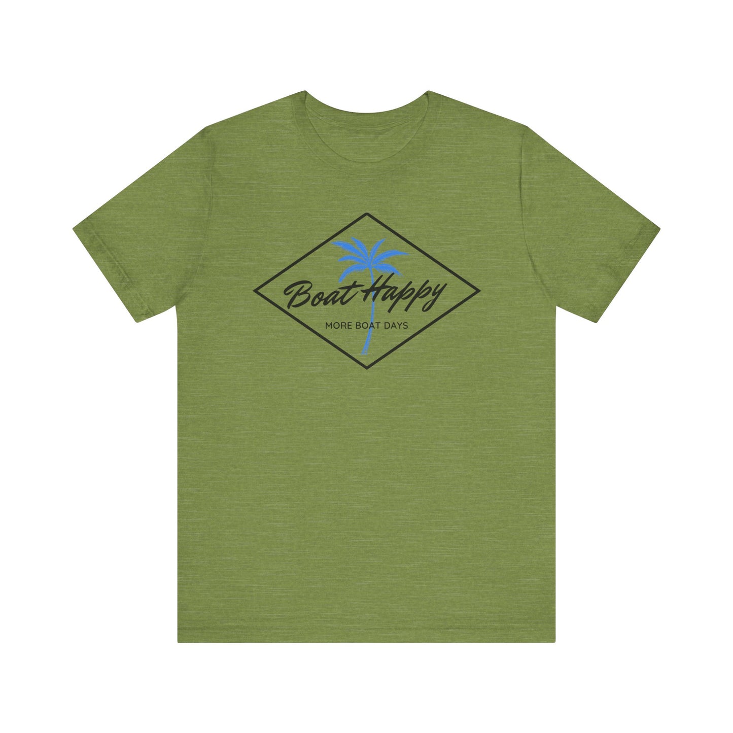 Boat Happy T-Shirt, Blue Palm Tree Diamond Design, Everyday T-Shirt, Coastal Boating Graphic Tee, Nautical Lifestyle Shirt, Boat T-shirt