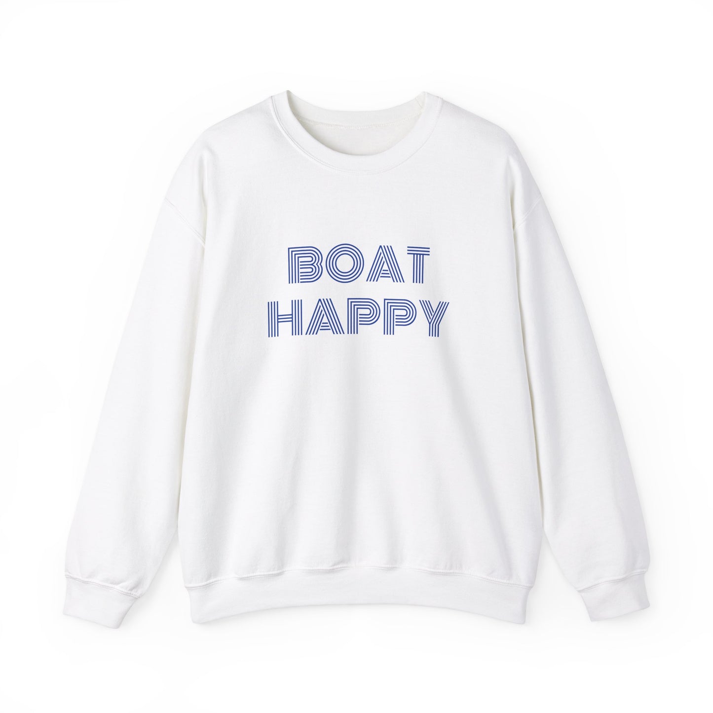 Boat Happy Crewneck Sweatshirt, Gildan 18000 Crewneck, Simple and Stylish Boating Lifestyle Pullover, Pullover Boating Sweatshirt, Gift for Her
