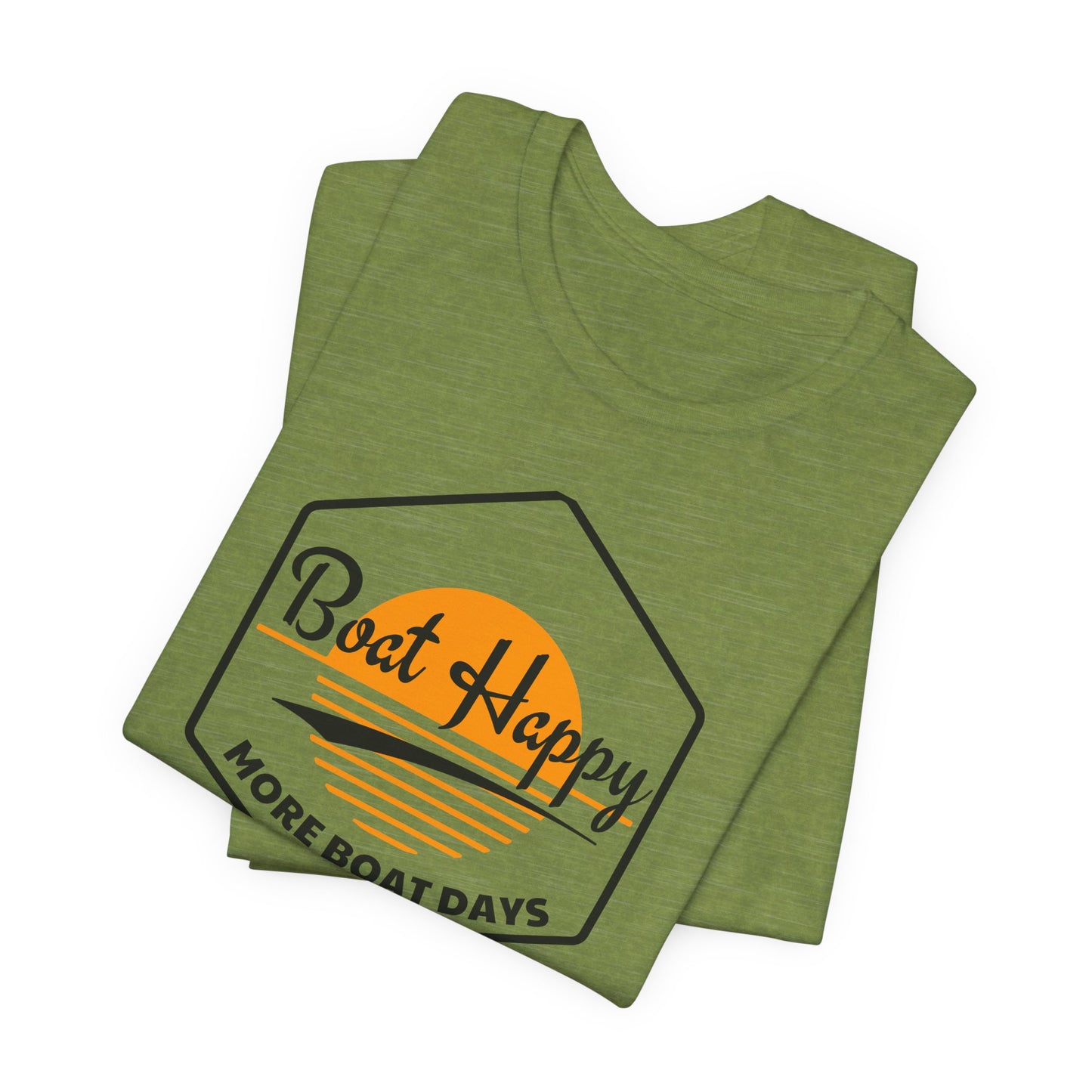 Boat Happy T-Shirt, Sunset Hexagon Design, Perfect T-Shirt for Boat or Beach Lover, Boating Lifestyle Shirt, Coastal Sunset Graphic Tee, Boating T-Shirt