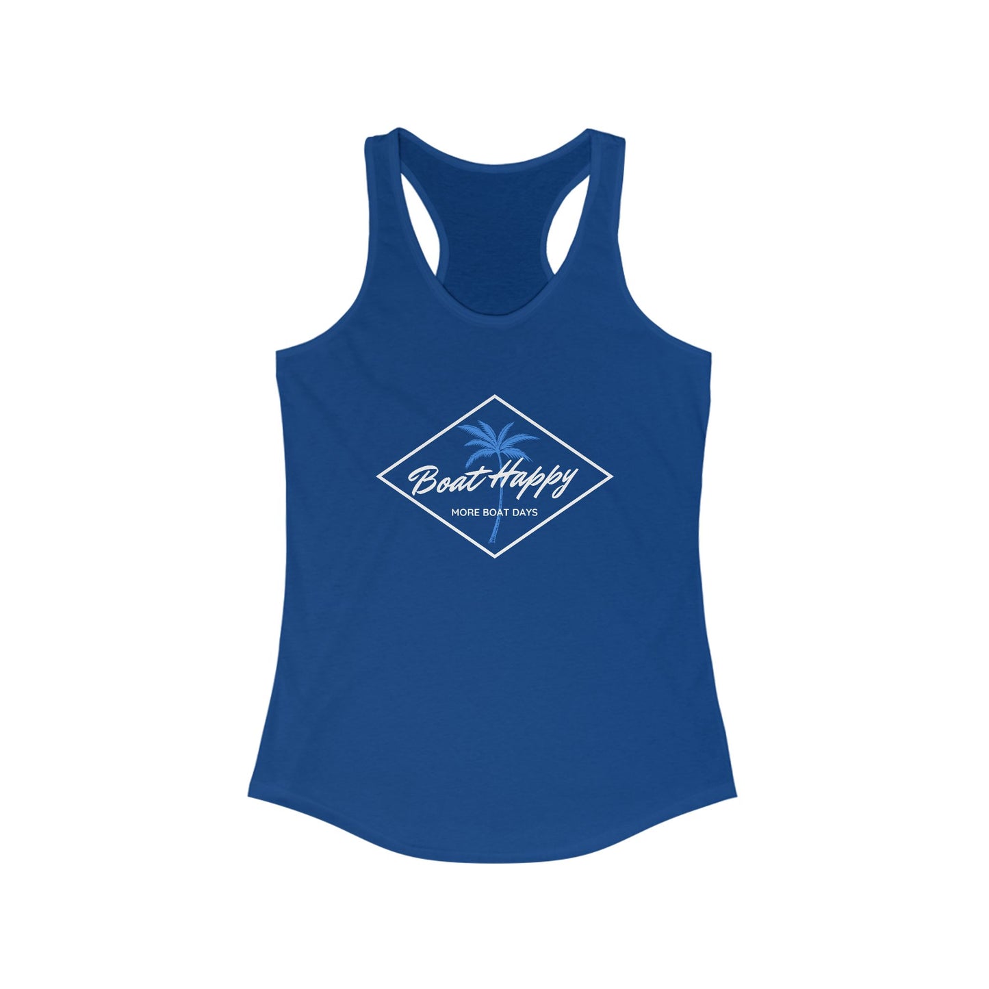 Boat Happy Racerback Tank, Palm Tree Diamond Design, Next Level 1533 Unisex Tank, Nautical Boating Apparel, Coastal Lifestyle Tank Top