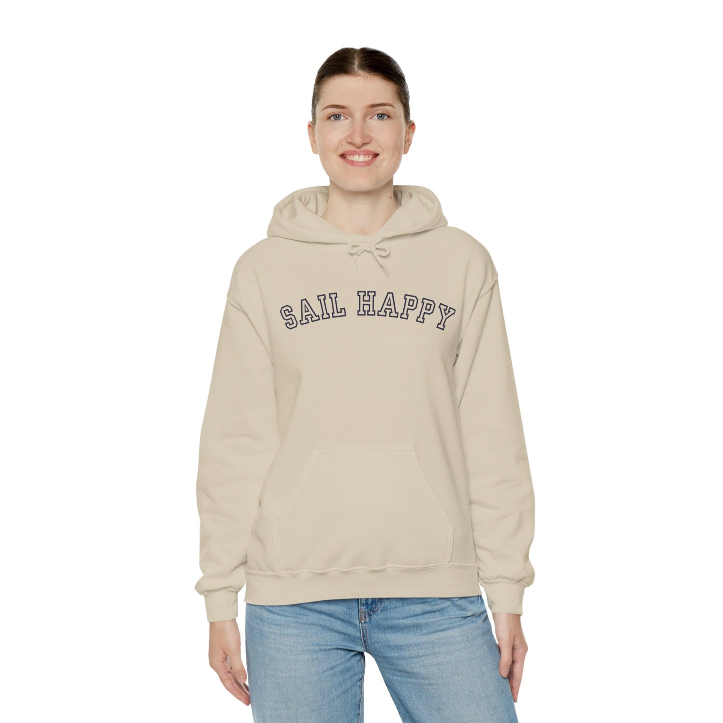 Sail Happy Hoodie, Gildan 18500 Sweatshirt for Warmth & Comfort, Perfect for Cool Sailing Adventures, Heavy Blend Sail Happy Sweatshirt