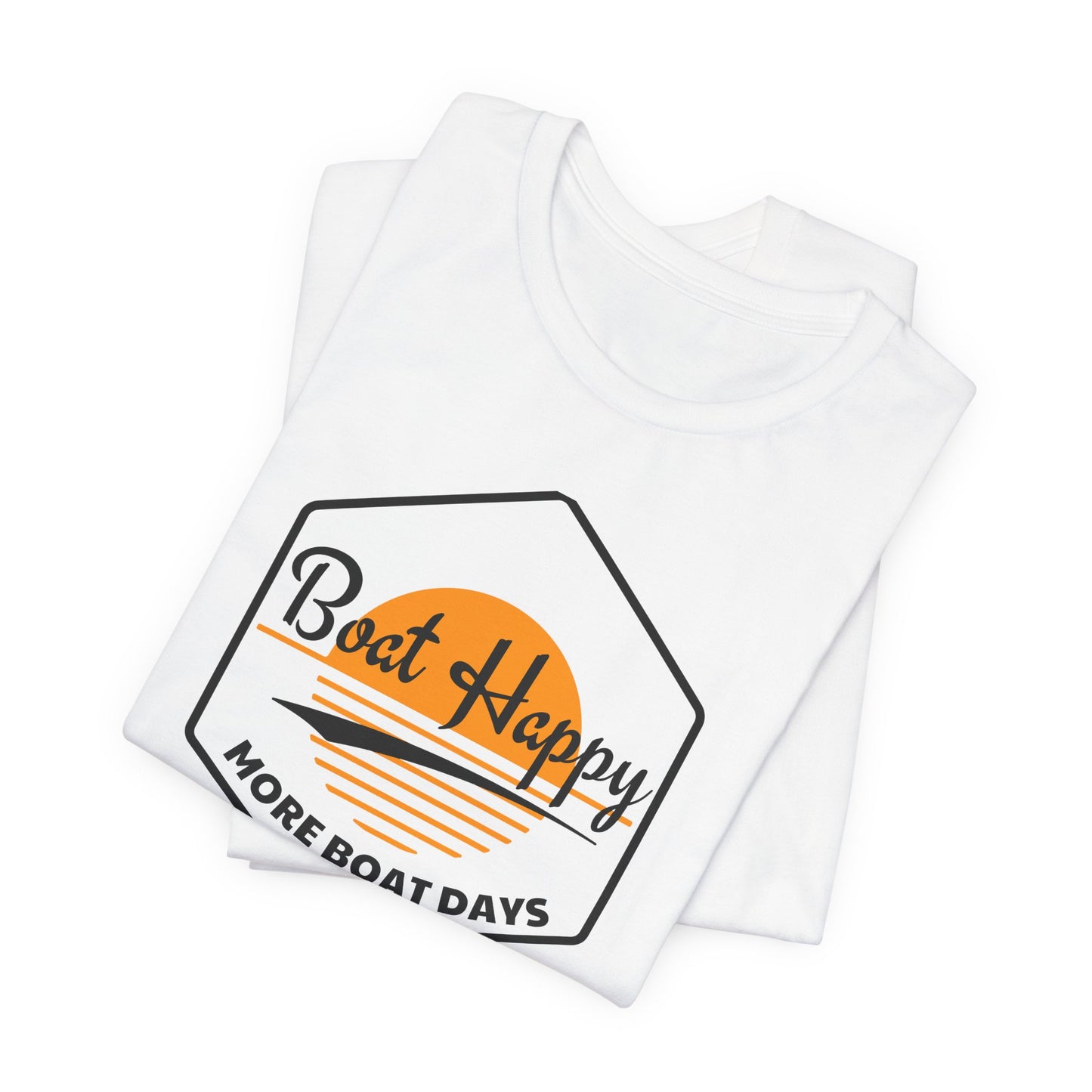 Boat Happy T-Shirt, Sunset Hexagon Design, Perfect T-Shirt for Boat or Beach Lover, Boating Lifestyle Shirt, Coastal Sunset Graphic Tee, Boating T-Shirt