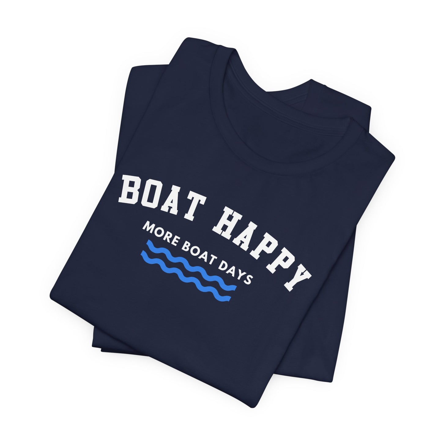 Classic Boat Happy Logo T-Shirt, Bella + Canvas Unisex Jersey Tee, Nautical Coastal Shirt, Boating Gift for Him & Her, Ocean Life Apparel