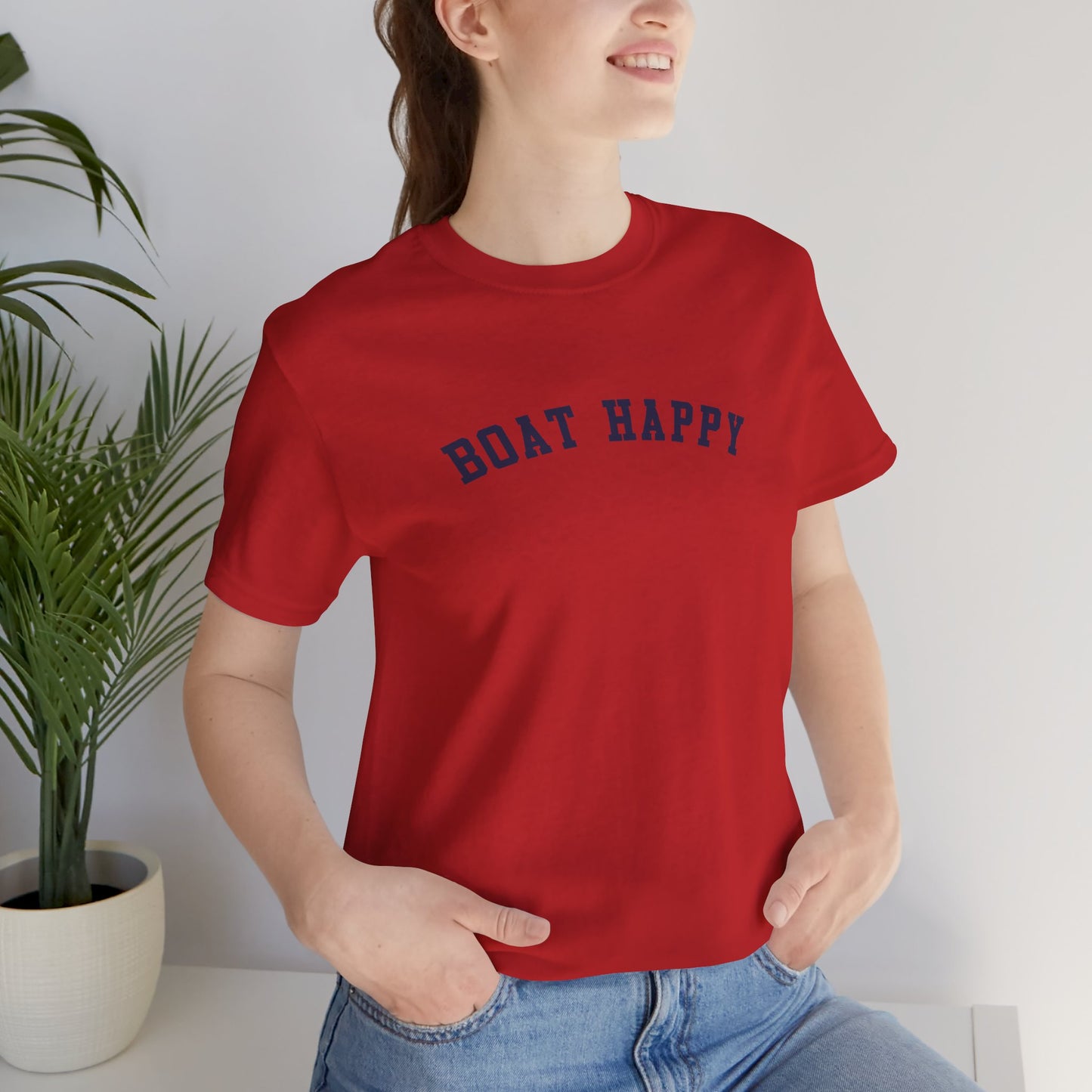 Boat Happy Bella + Canvas 3001 T-Shirt, Soft Nautical Tee for Boating Lovers, Boating T-Shirt, Nautical T-Shirt, Boating Gift for Boat Lover