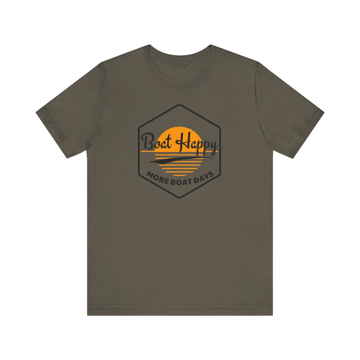 Boat Happy T-Shirt, Sunset Hexagon Design, Perfect T-Shirt for Boat or Beach Lover, Boating Lifestyle Shirt, Coastal Sunset Graphic Tee, Boating T-Shirt