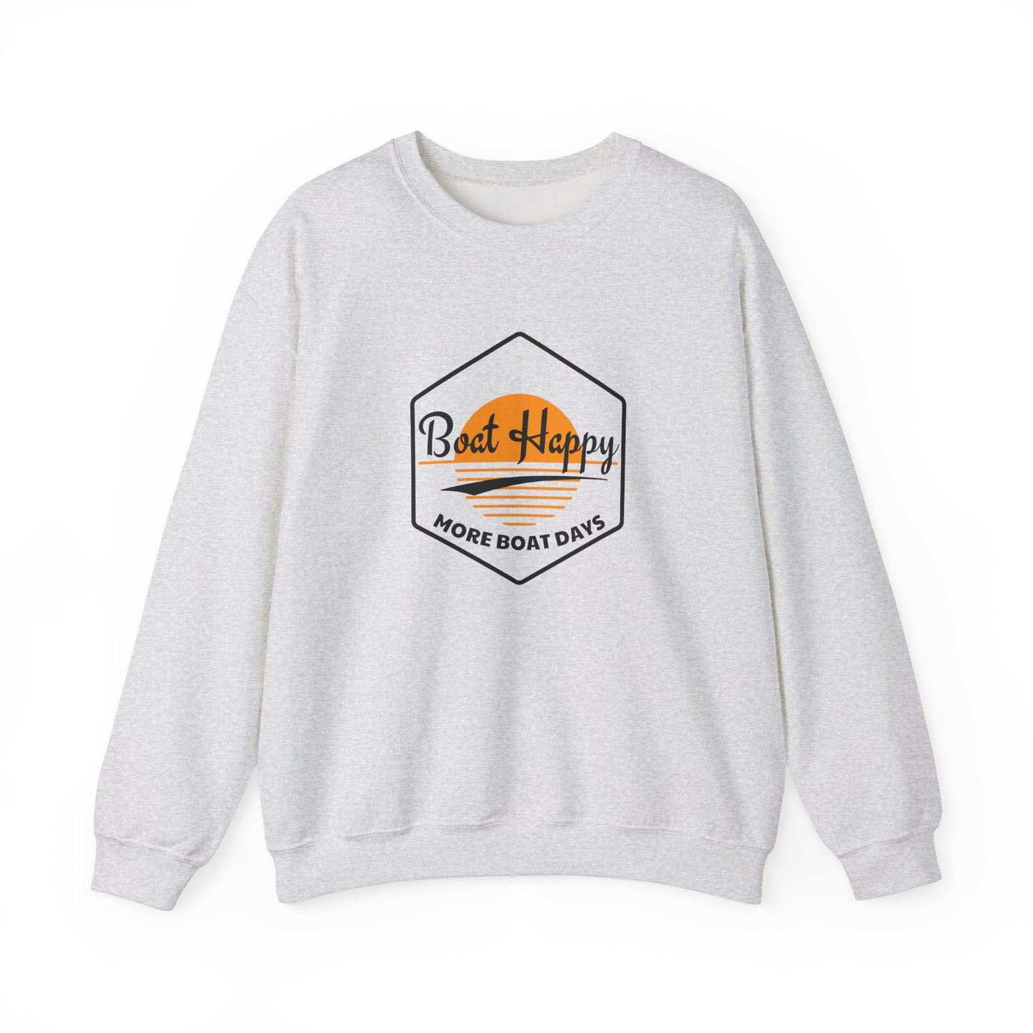 Boat Happy Crewneck Sweatshirt, Gildan 18000 Unisex Sweatshirt, Sunset Boating Sweatshirt, Nautical Coastal Apparel, Boat Lover Gift