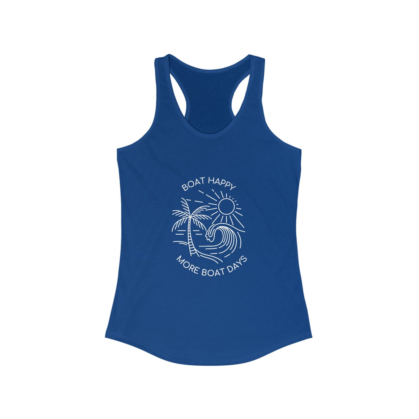 Boating Racerback Tank | Next Level 1533 Tank Top, Palm Tree Wave Sun Design, Coastal Summer Tank, Nautical Beach Tank, Boat Lover Gift