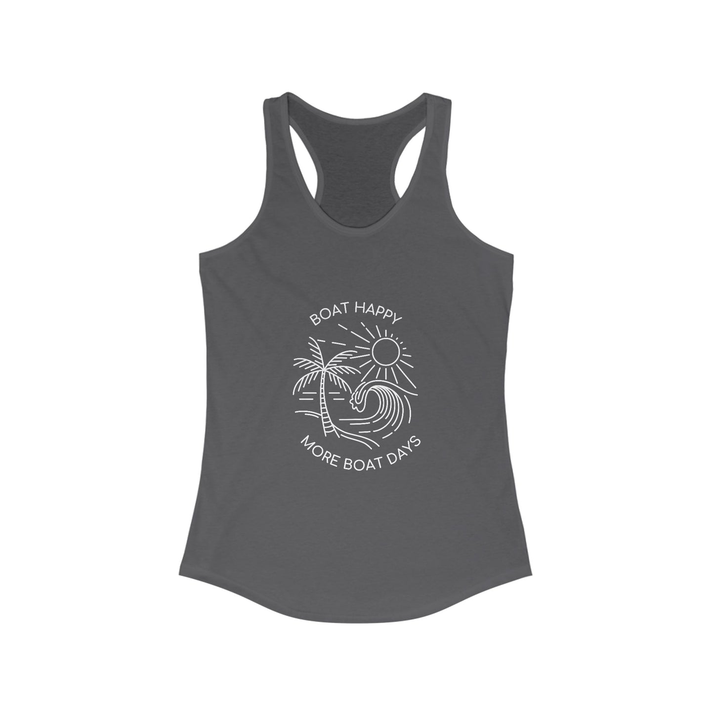 Boating Racerback Tank | Next Level 1533 Tank Top, Palm Tree Wave Sun Design, Coastal Summer Tank, Nautical Beach Tank, Boat Lover Gift