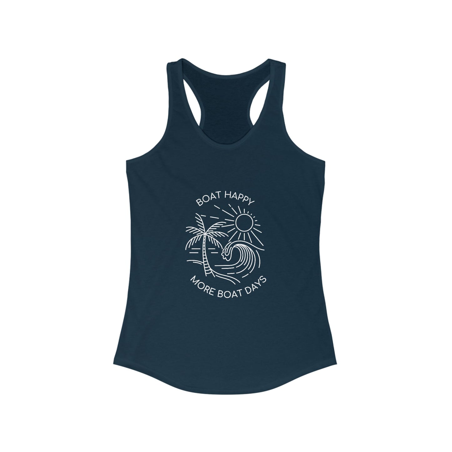 Boating Racerback Tank | Next Level 1533 Tank Top, Palm Tree Wave Sun Design, Coastal Summer Tank, Nautical Beach Tank, Boat Lover Gift