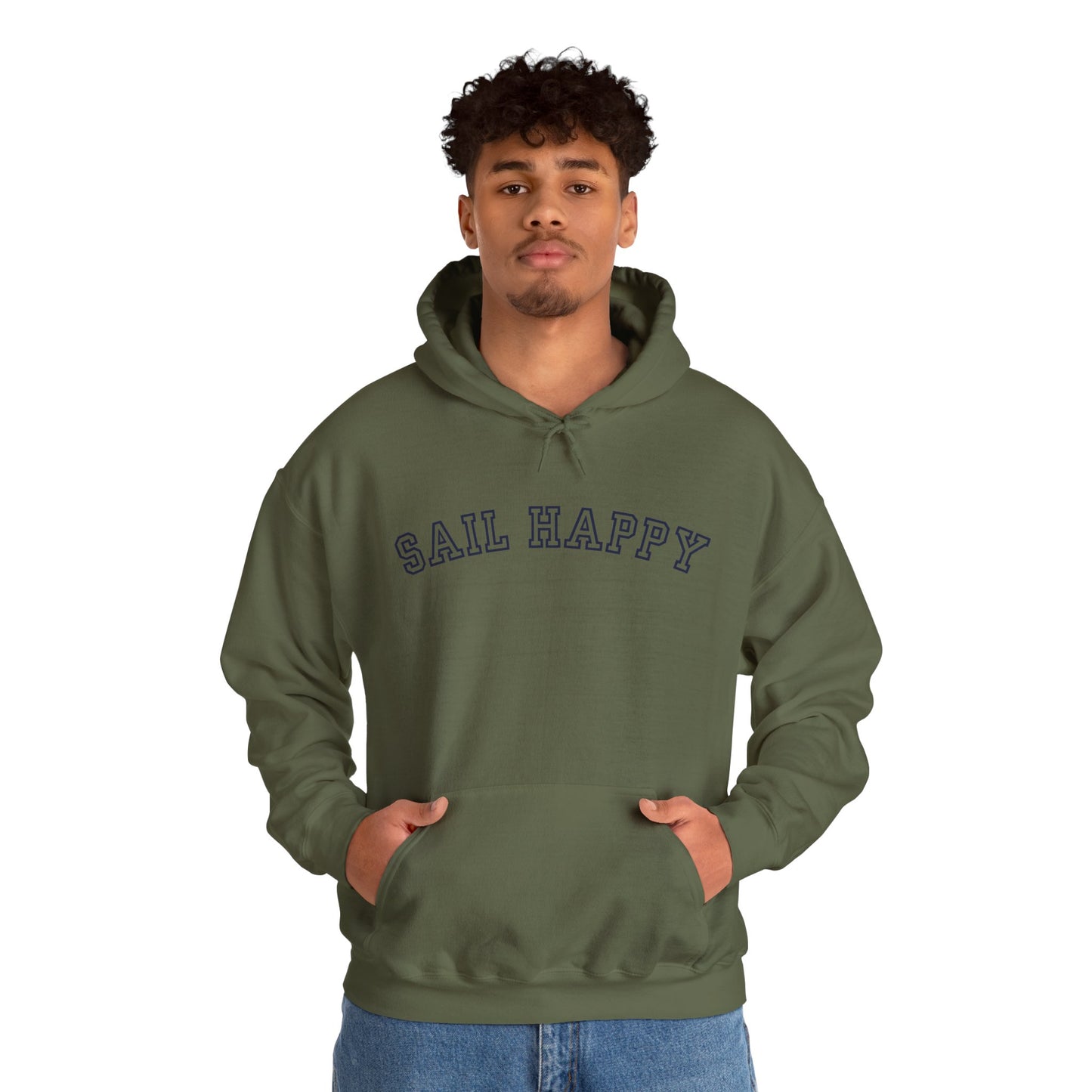 Sail Happy Hoodie, Gildan 18500 Sweatshirt for Warmth & Comfort, Perfect for Cool Sailing Adventures, Heavy Blend Sail Happy Sweatshirt