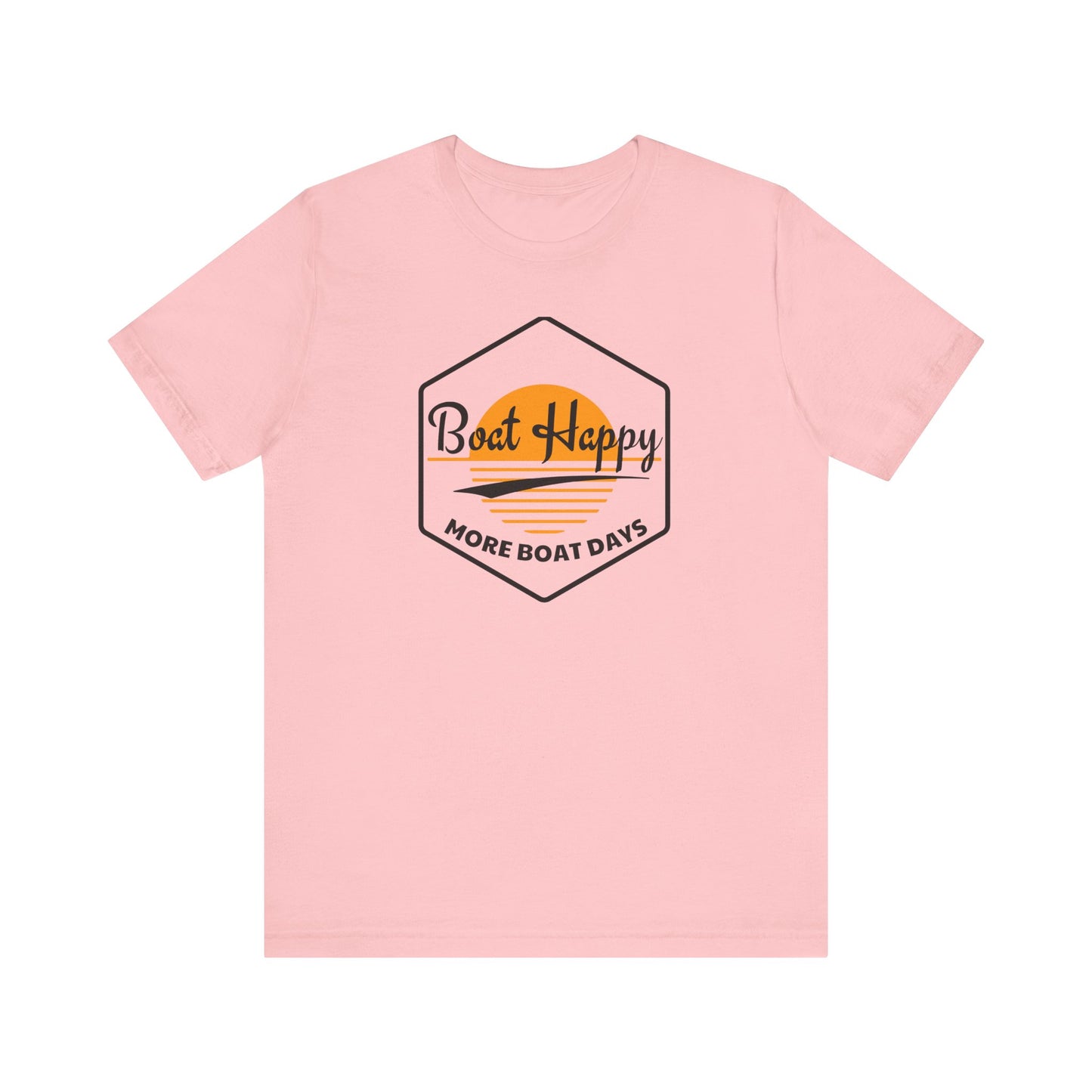 Boat Happy T-Shirt, Sunset Hexagon Design, Perfect T-Shirt for Boat or Beach Lover, Boating Lifestyle Shirt, Coastal Sunset Graphic Tee, Boating T-Shirt