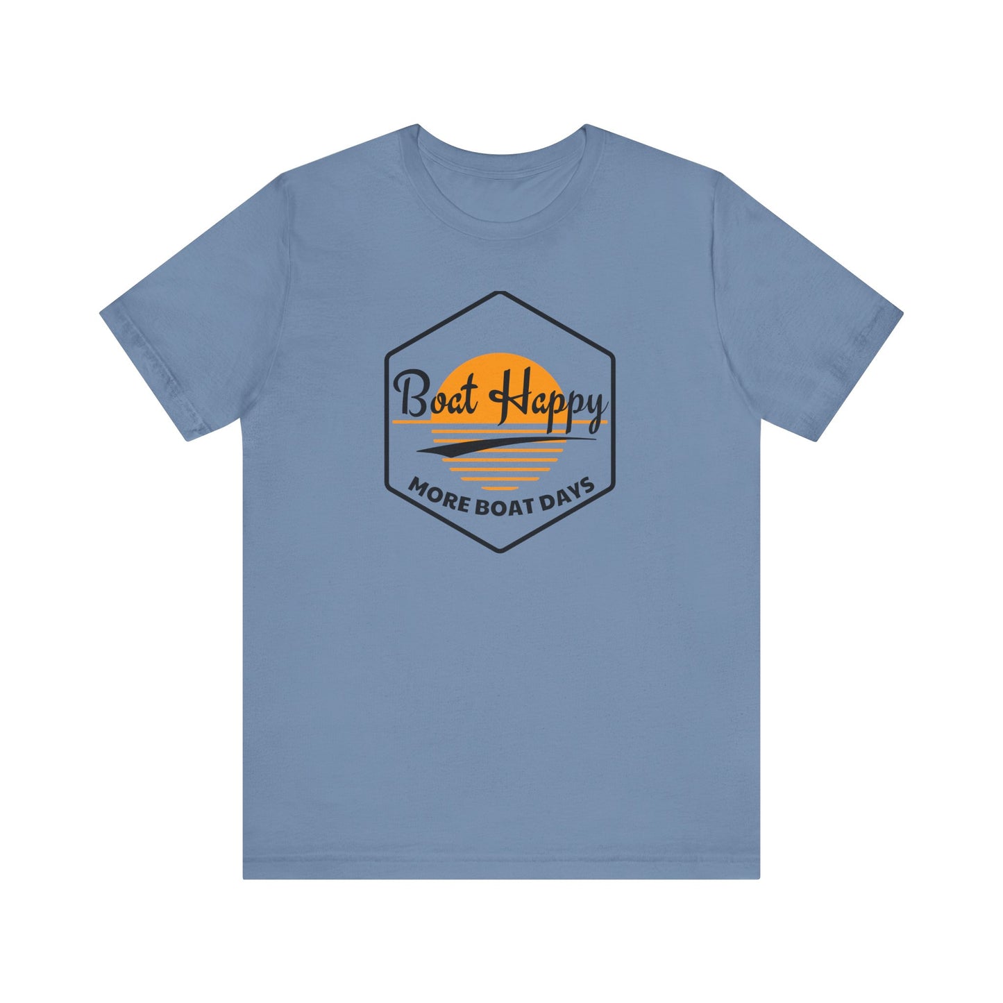 Boat Happy T-Shirt, Sunset Hexagon Design, Perfect T-Shirt for Boat or Beach Lover, Boating Lifestyle Shirt, Coastal Sunset Graphic Tee, Boating T-Shirt
