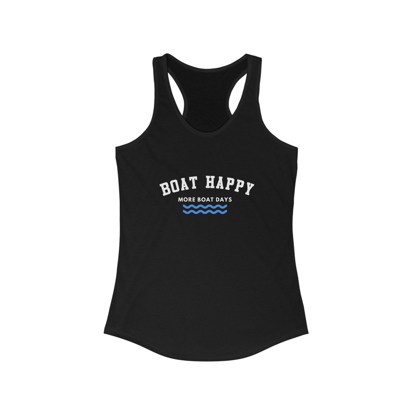 Racerback Tank - Boat Happy Logo Design, Nautical Boating Tank for Women, Coastal Lifestyle Shirt, Summer Boating Apparel, Boating Shirt