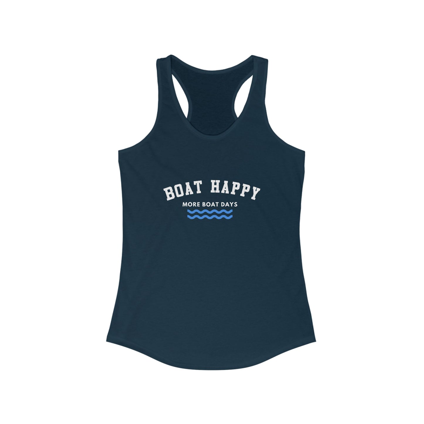 Racerback Tank - Boat Happy Logo Design, Nautical Boating Tank for Women, Coastal Lifestyle Shirt, Summer Boating Apparel, Boating Shirt