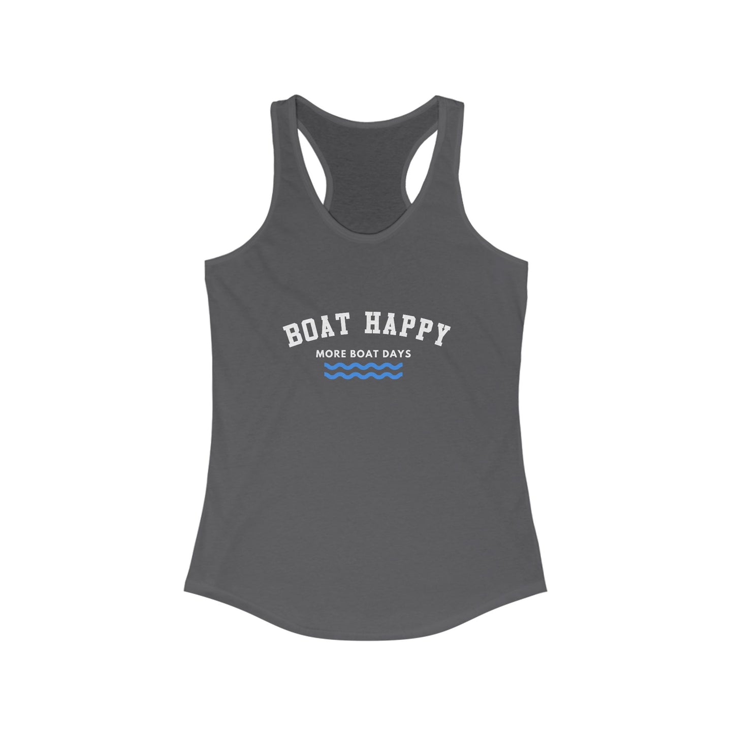 Racerback Tank - Boat Happy Logo Design, Nautical Boating Tank for Women, Coastal Lifestyle Shirt, Summer Boating Apparel, Boating Shirt