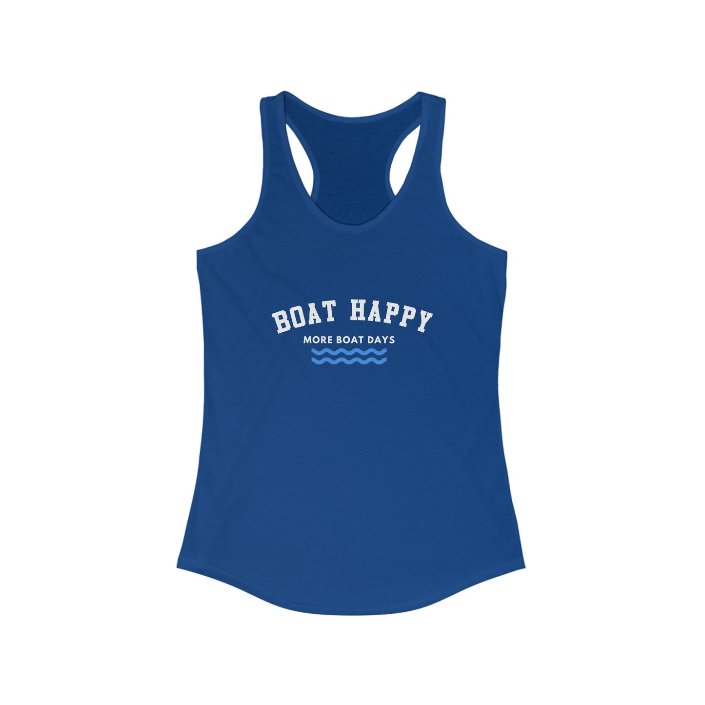Racerback Tank - Boat Happy Logo Design, Nautical Boating Tank for Women, Coastal Lifestyle Shirt, Summer Boating Apparel, Boating Shirt