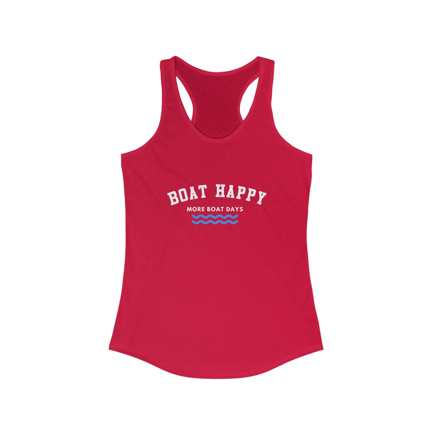 Racerback Tank - Boat Happy Logo Design, Nautical Boating Tank for Women, Coastal Lifestyle Shirt, Summer Boating Apparel, Boating Shirt