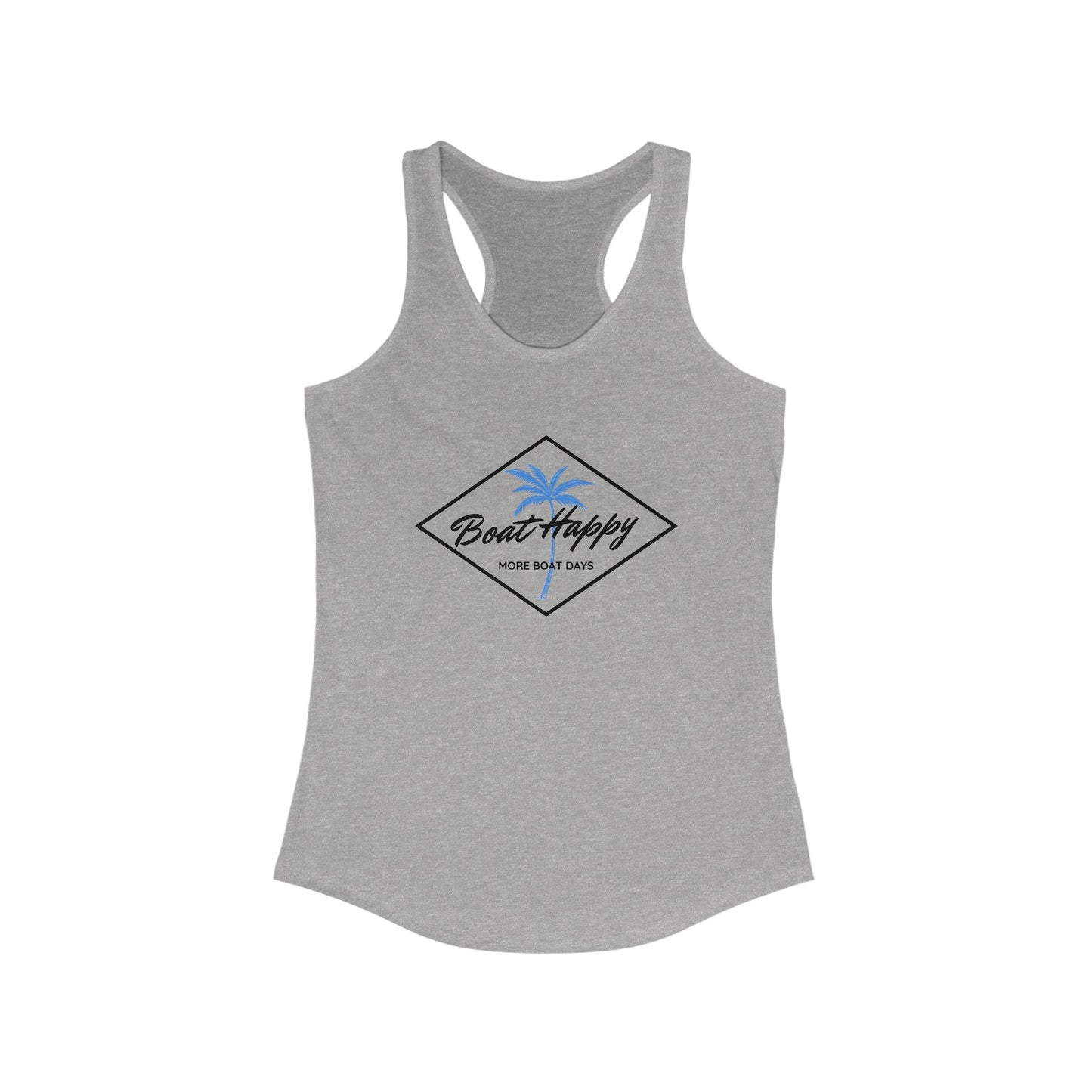 Boat Happy Racerback Tank, Palm Tree Diamond Design, Next Level 1533 Unisex Tank, Nautical Boating Apparel, Coastal Lifestyle Tank Top