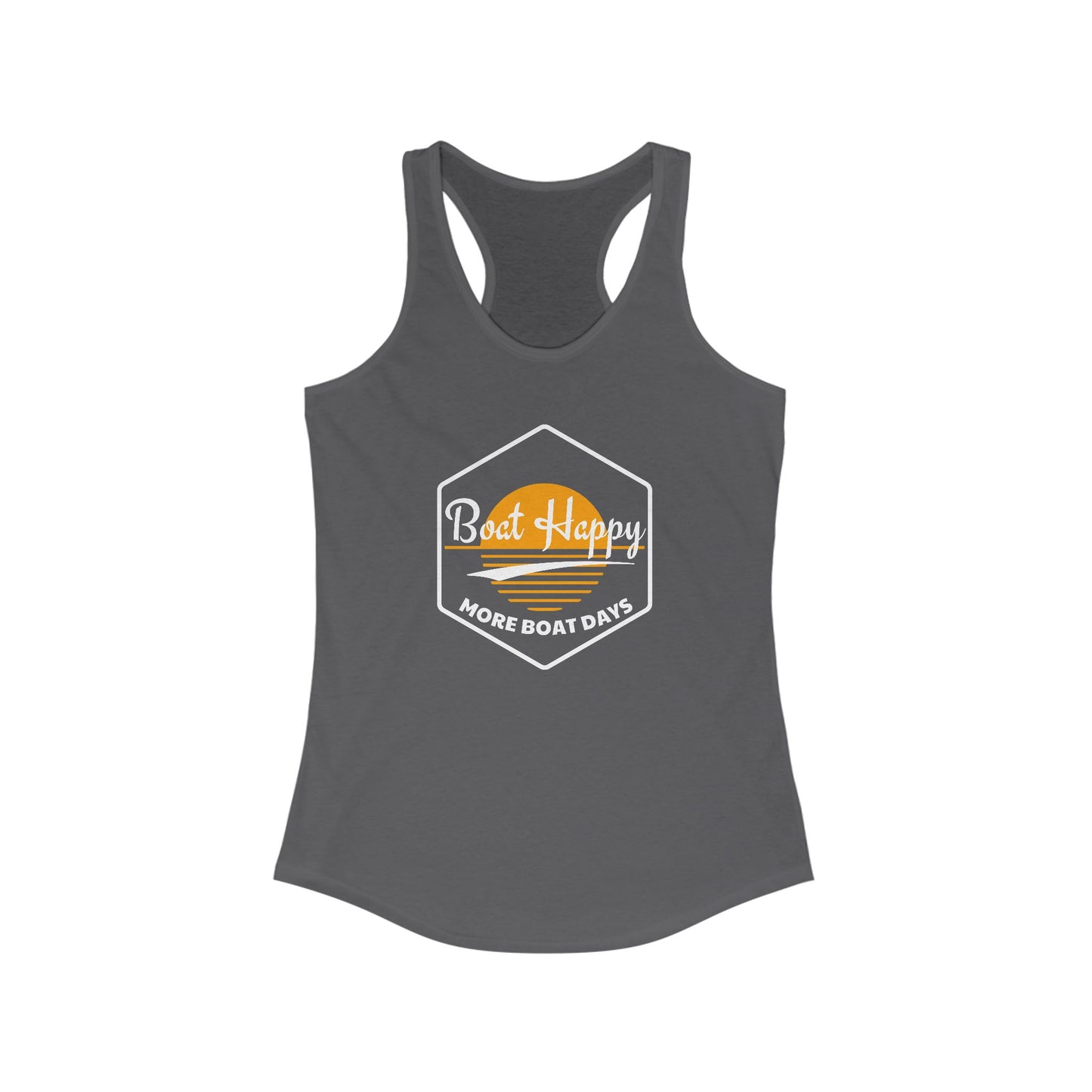 Boat Happy Racerback Tank, Sunset Boating Tank, Nautical Coastal Apparel, Beach Vacation Tank, Boat Lover Gift