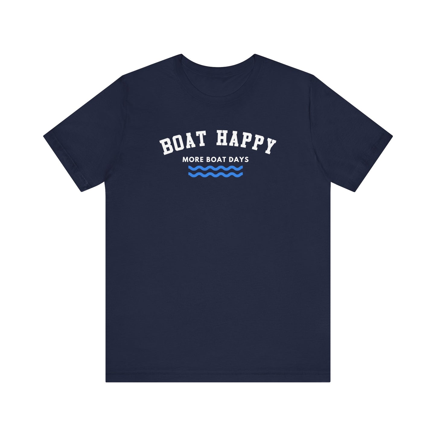 Classic Boat Happy Logo T-Shirt, Bella + Canvas Unisex Jersey Tee, Nautical Coastal Shirt, Boating Gift for Him & Her, Ocean Life Apparel