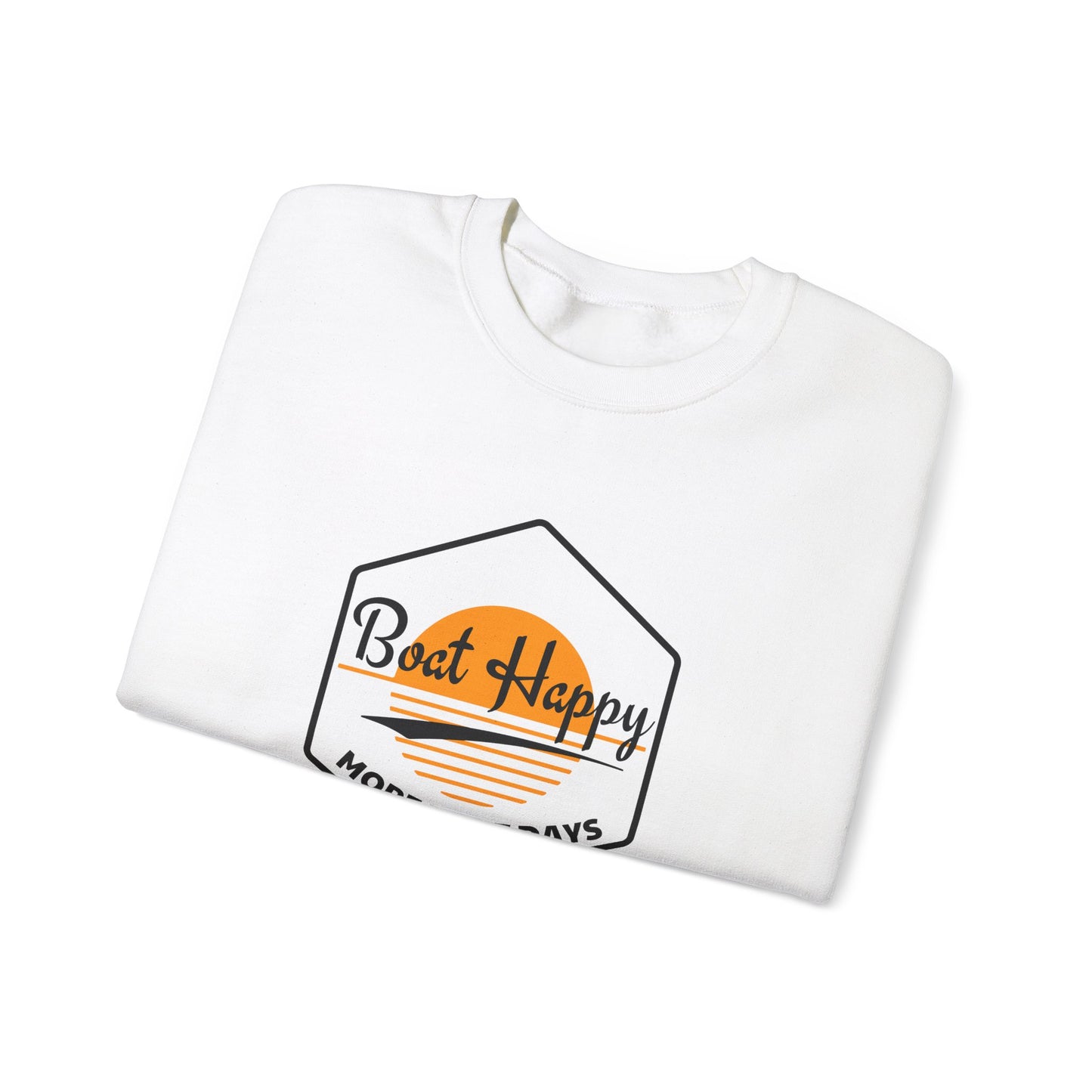 Boat Happy Crewneck Sweatshirt, Gildan 18000 Unisex Sweatshirt, Sunset Boating Sweatshirt, Nautical Coastal Apparel, Boat Lover Gift