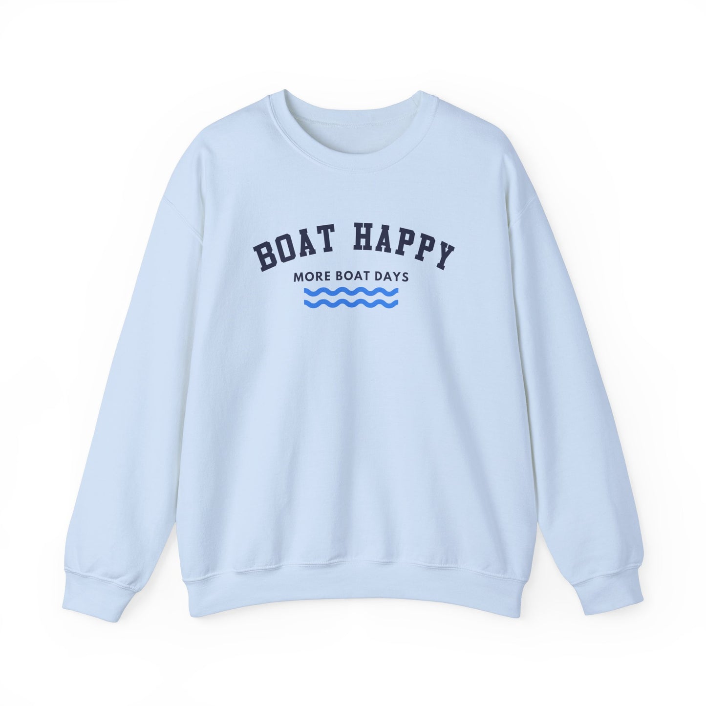 Boat Happy Classic Logo Crewneck Sweatshirt, Unisex Heavy Blend for Cozy Coastal Days, Boating Sweatshirt, Nautical Sweatshirt, Boating Pullover