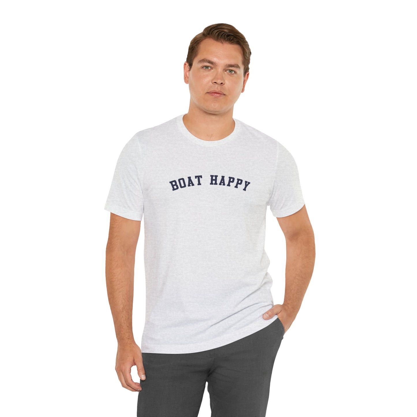 Boat Happy Bella + Canvas 3001 T-Shirt, Soft Nautical Tee for Boating Lovers, Boating T-Shirt, Nautical T-Shirt, Boating Gift for Boat Lover
