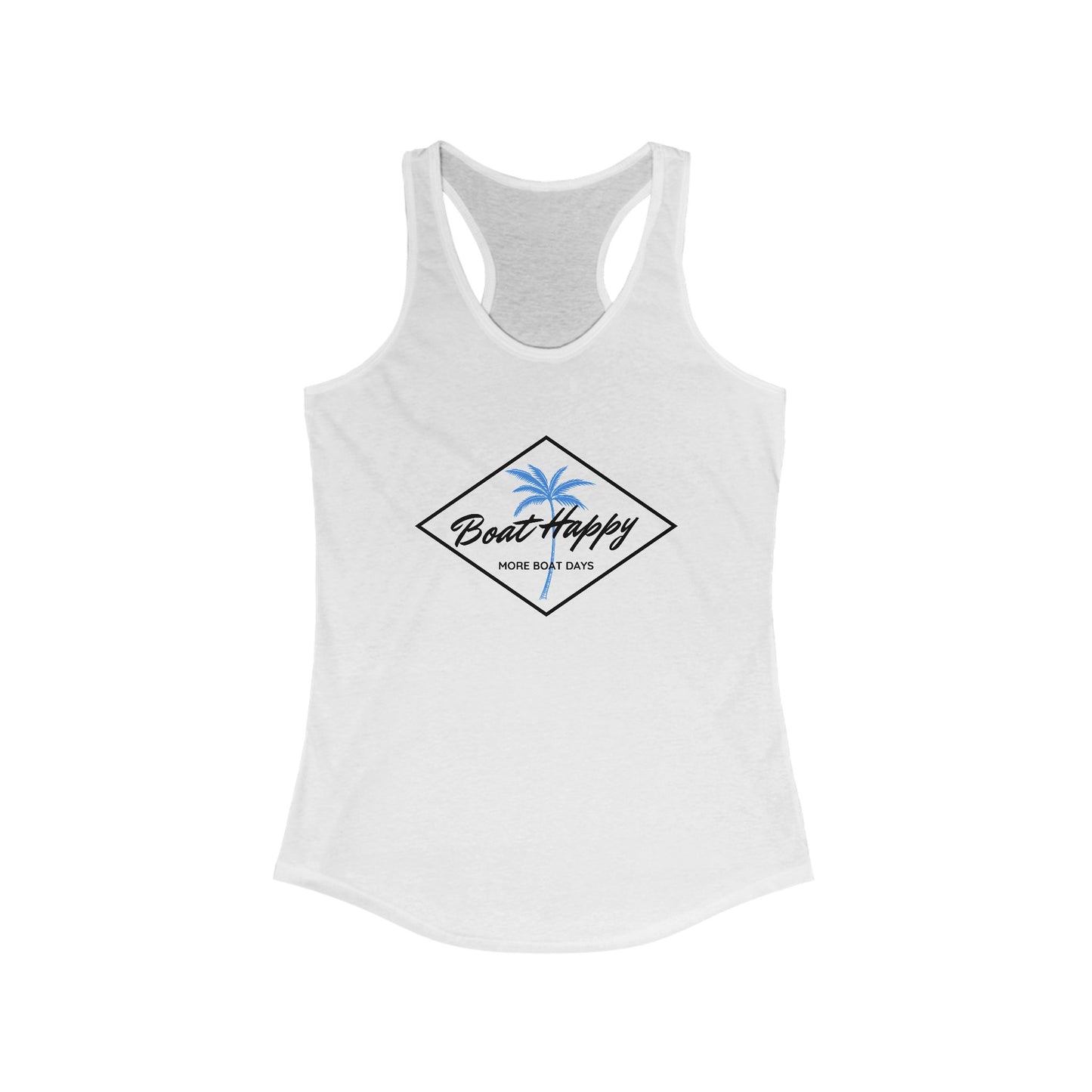 Boat Happy Racerback Tank, Palm Tree Diamond Design, Next Level 1533 Unisex Tank, Nautical Boating Apparel, Coastal Lifestyle Tank Top