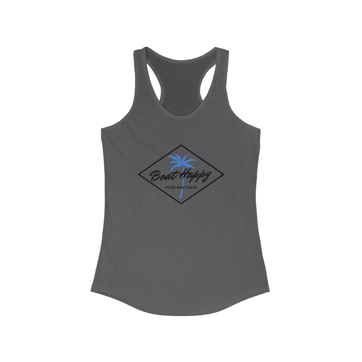 Boat Happy Racerback Tank, Palm Tree Diamond Design, Next Level 1533 Unisex Tank, Nautical Boating Apparel, Coastal Lifestyle Tank Top