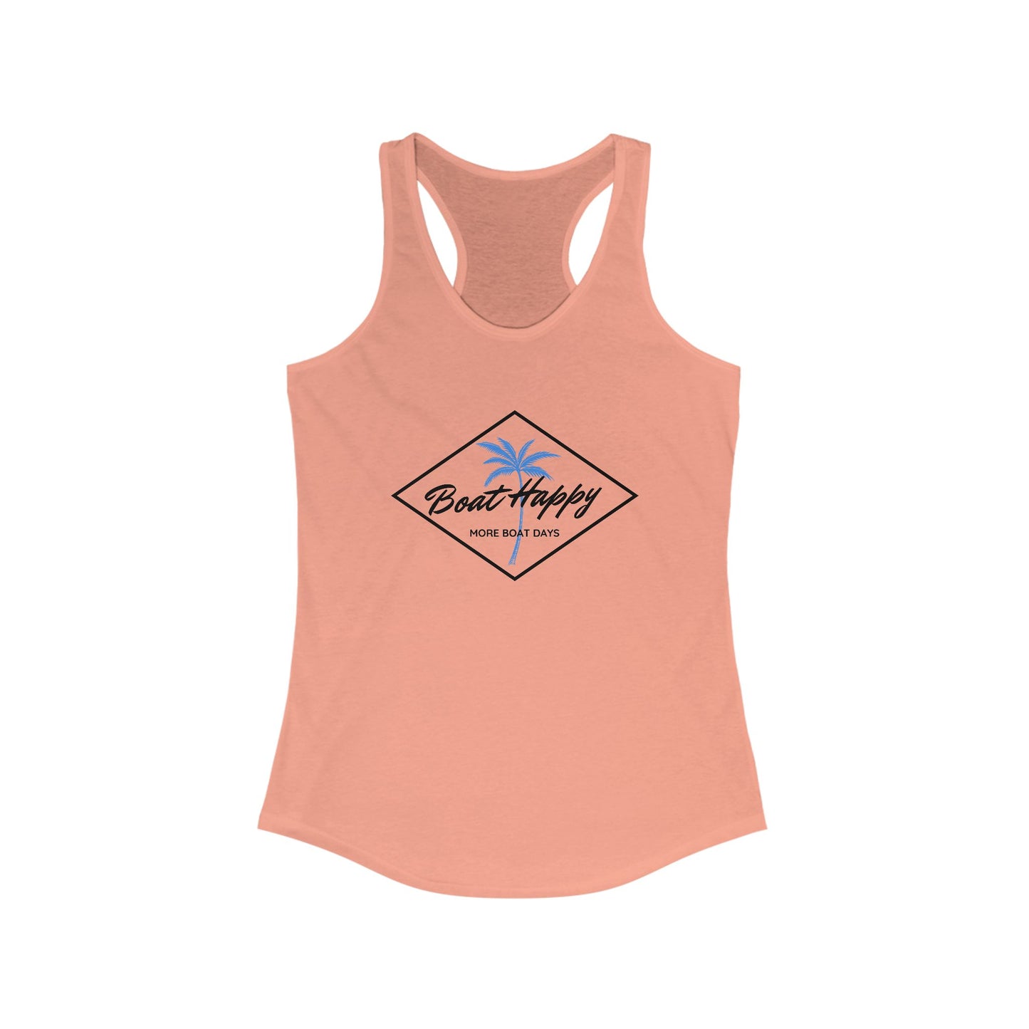 Boat Happy Racerback Tank, Palm Tree Diamond Design, Next Level 1533 Unisex Tank, Nautical Boating Apparel, Coastal Lifestyle Tank Top
