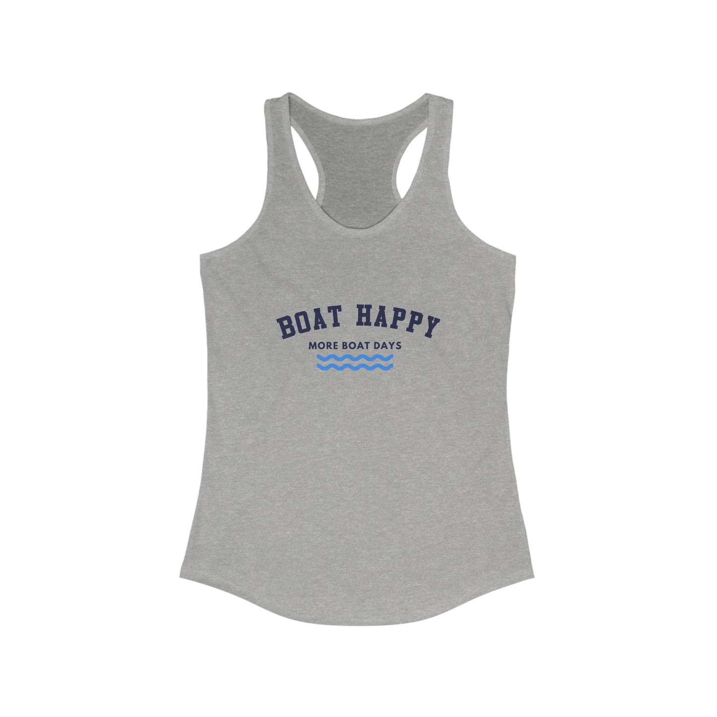 Racerback Tank - Boat Happy Logo Design, Nautical Boating Tank for Women, Coastal Lifestyle Shirt, Summer Boating Apparel, Boating Shirt