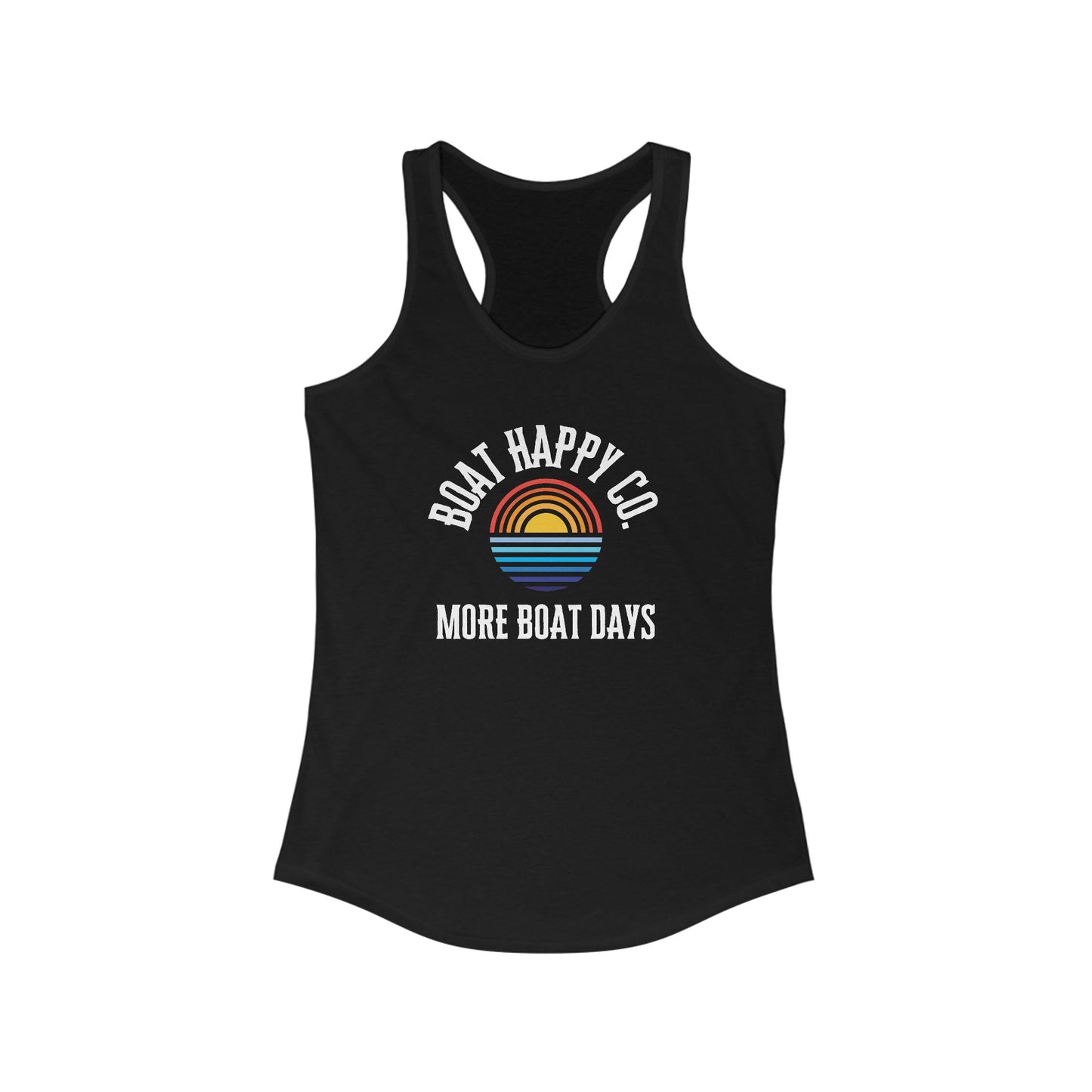 Boat Happy Co. Women's Racer Back Tank Top, Next Level 1533 Racer Back Tank, Summer Tank Top for Beach and Boat Lovers