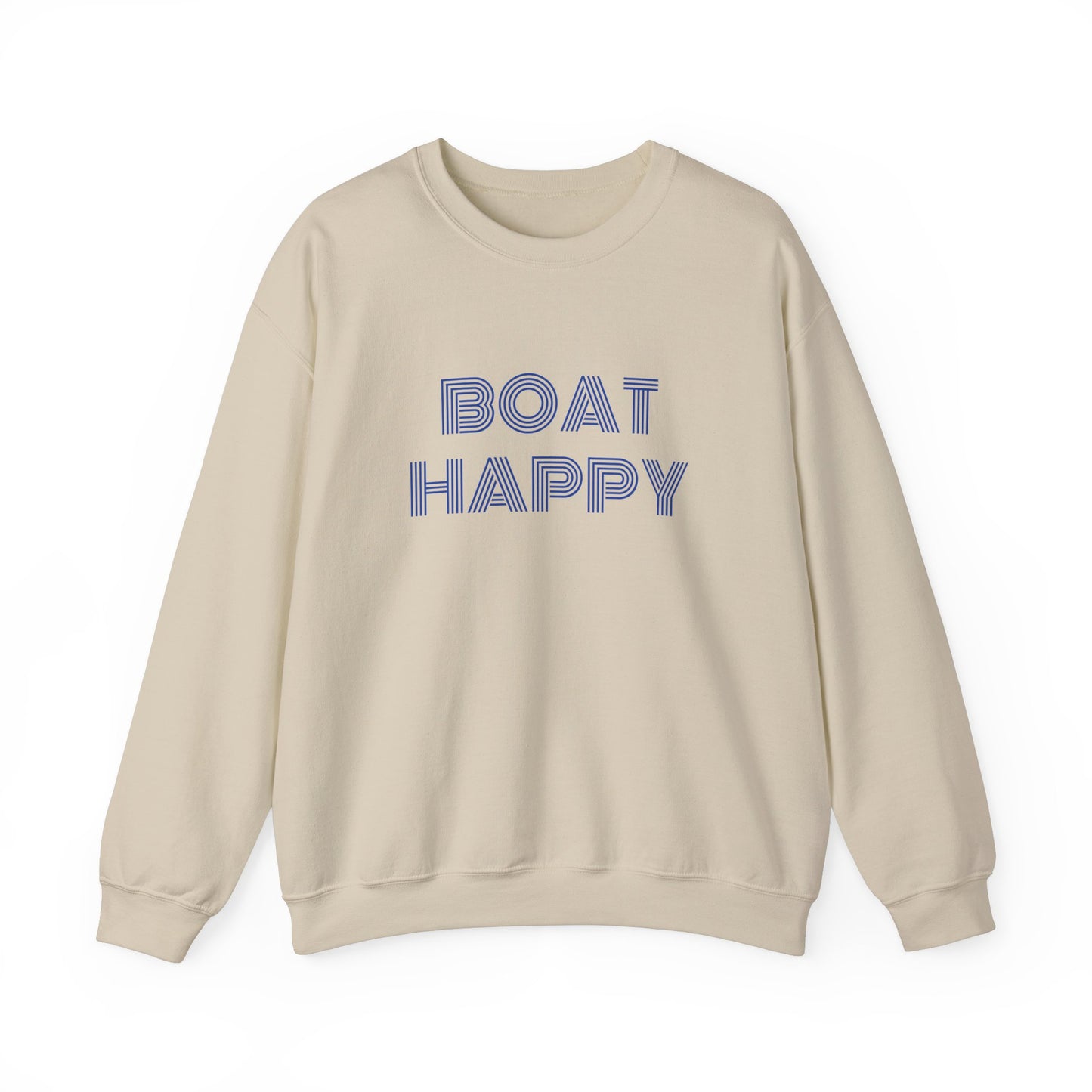 Boat Happy Crewneck Sweatshirt, Gildan 18000 Crewneck, Simple and Stylish Boating Lifestyle Pullover, Pullover Boating Sweatshirt, Gift for Her