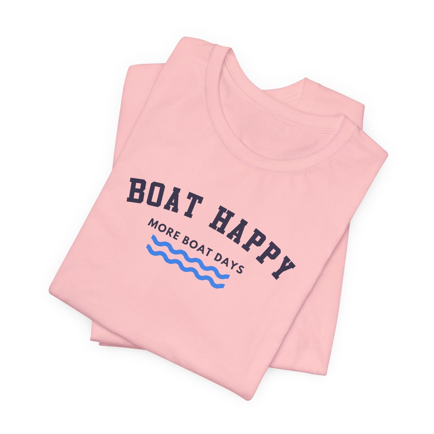 Classic Boat Happy T-Shirt, Bella + Canvas Unisex Jersey Tee, Nautical Boating Shirt, Coastal Lifestyle Apparel, Ocean Lover Gift