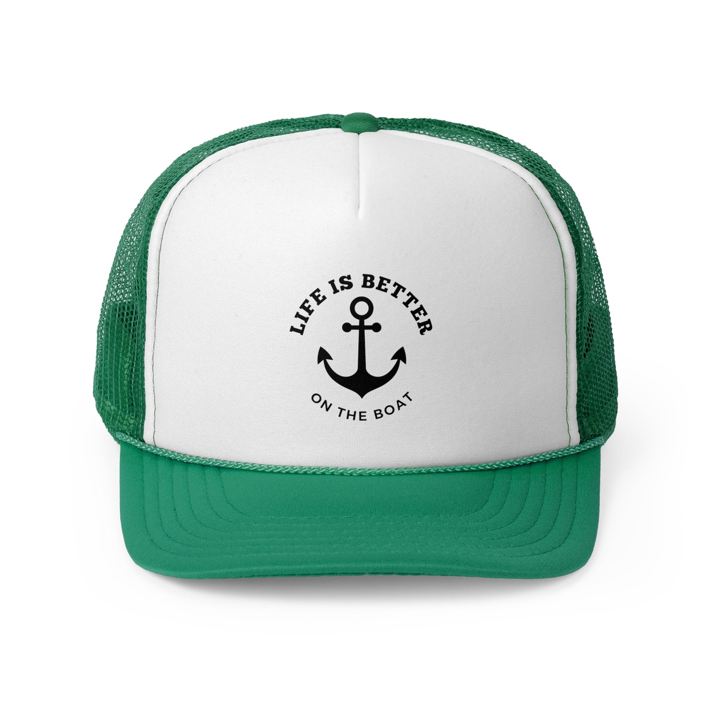 Life Is Better on the Boat Trucker Hat – Otto Mesh Back Boating Cap by Boat Happy