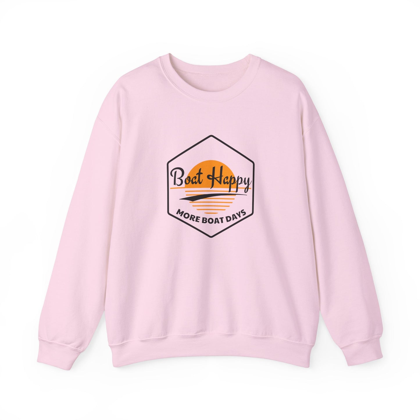 Boat Happy Crewneck Sweatshirt, Gildan 18000 Unisex Sweatshirt, Sunset Boating Sweatshirt, Nautical Coastal Apparel, Boat Lover Gift