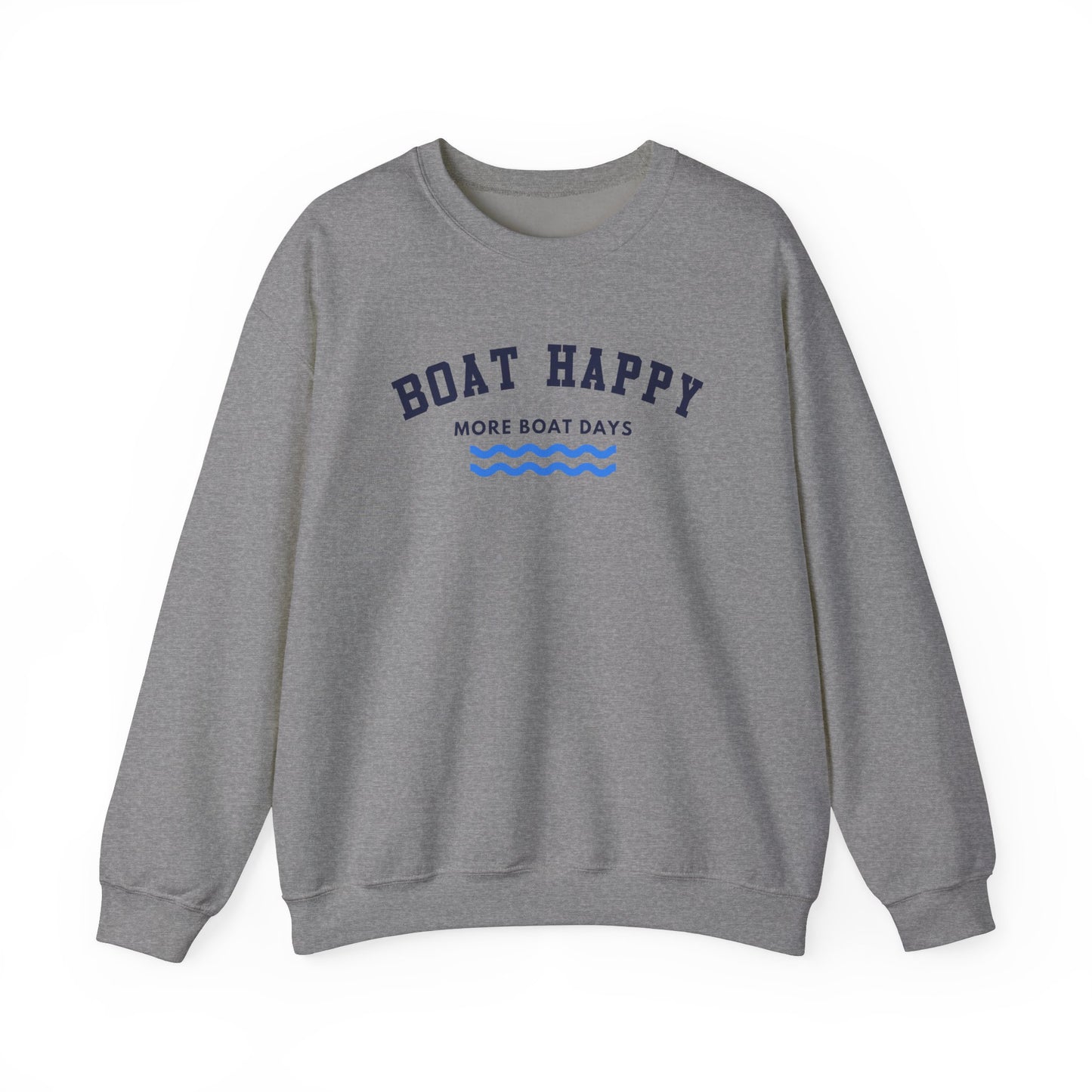 Boat Happy Classic Logo Crewneck Sweatshirt, Unisex Heavy Blend for Cozy Coastal Days, Boating Sweatshirt, Nautical Sweatshirt, Boating Pullover