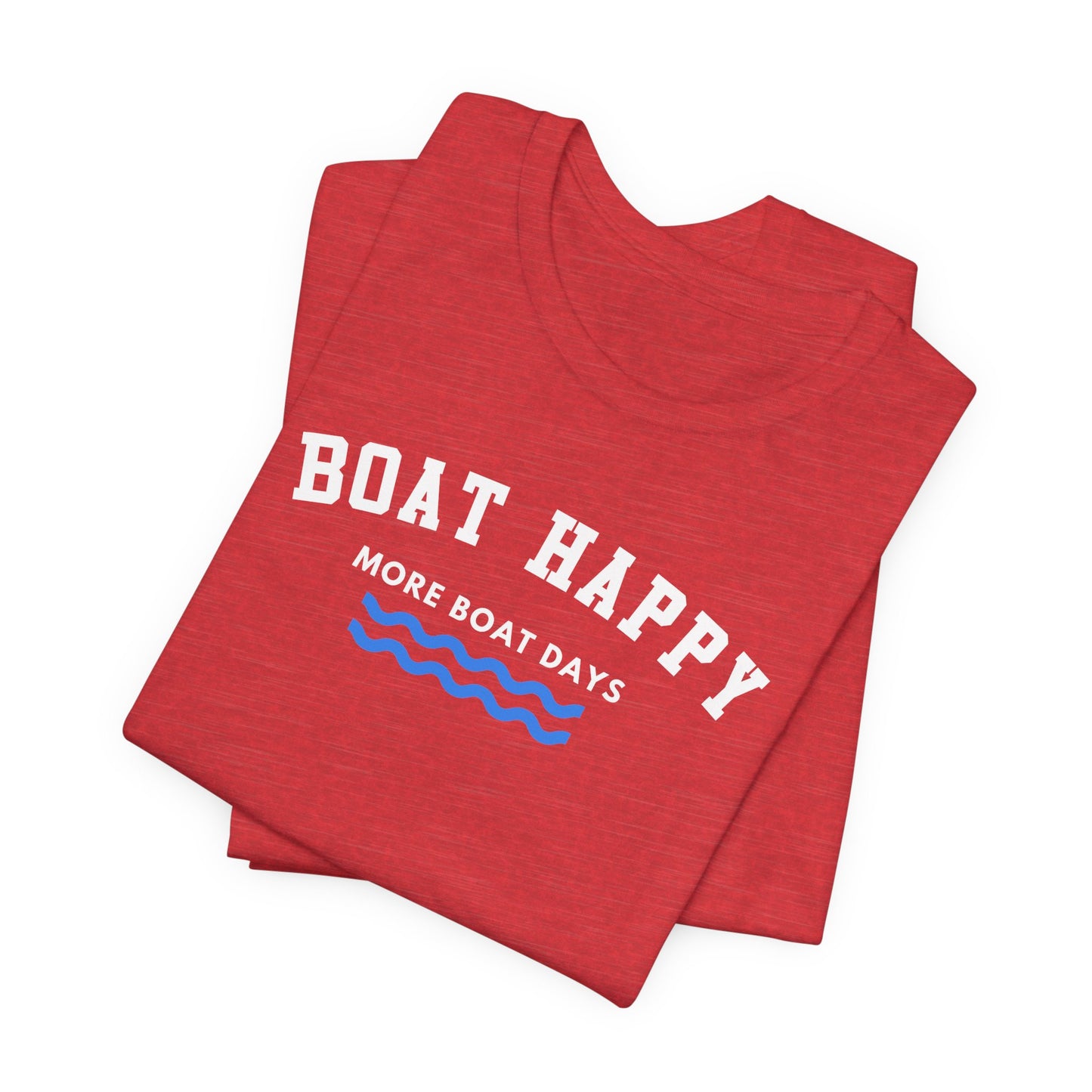 Classic Boat Happy Logo T-Shirt, Bella + Canvas Unisex Jersey Tee, Nautical Coastal Shirt, Boating Gift for Him & Her, Ocean Life Apparel