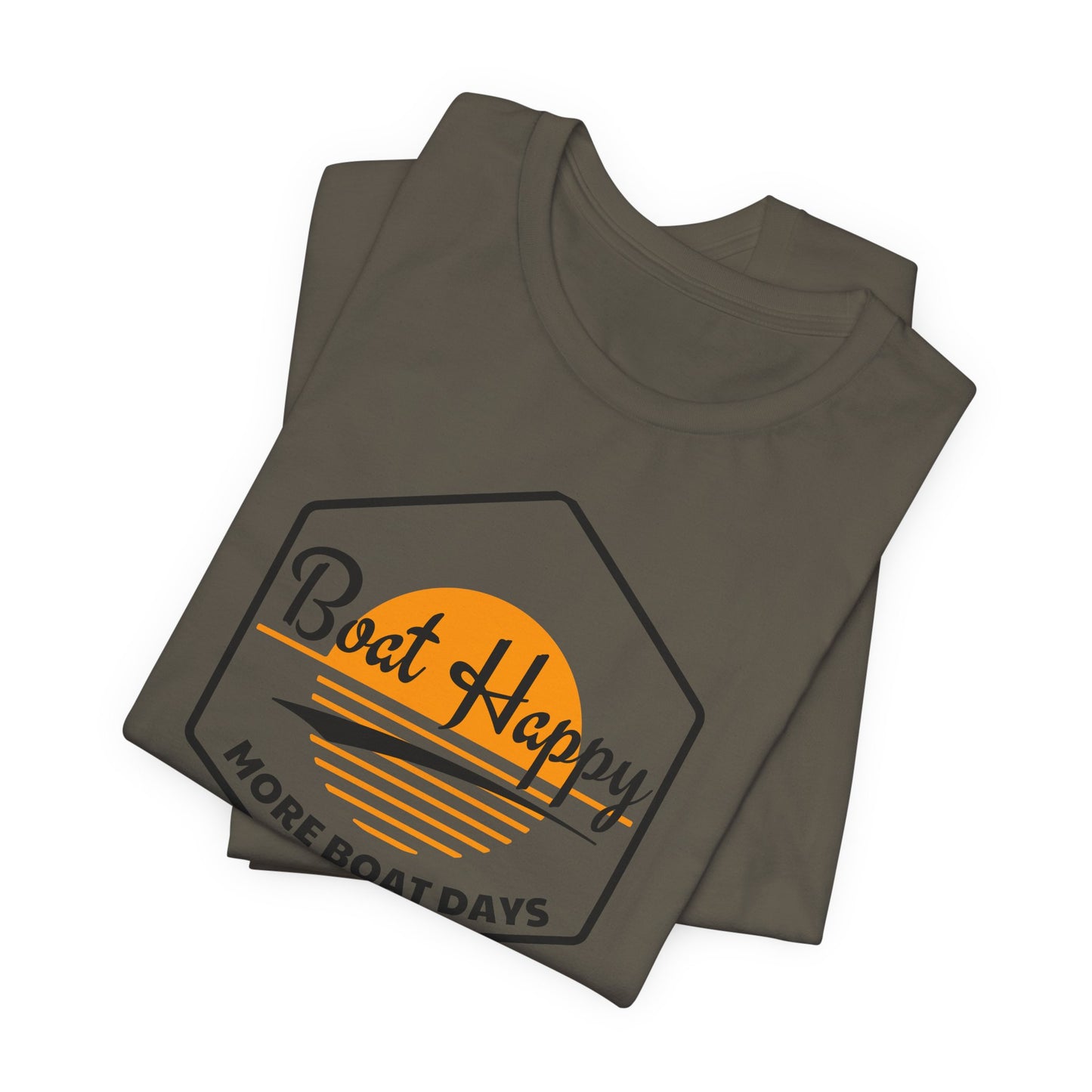 Boat Happy T-Shirt, Sunset Hexagon Design, Perfect T-Shirt for Boat or Beach Lover, Boating Lifestyle Shirt, Coastal Sunset Graphic Tee, Boating T-Shirt