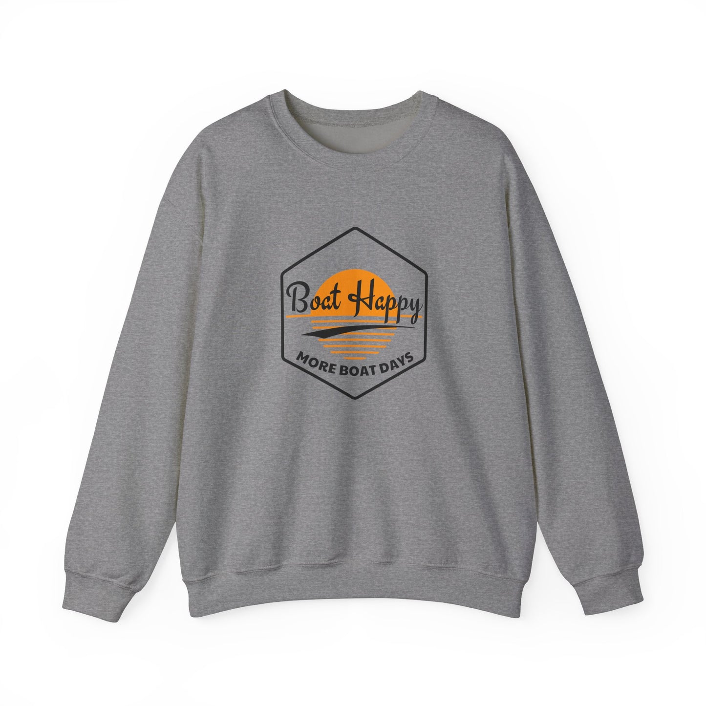 Boat Happy Crewneck Sweatshirt, Gildan 18000 Unisex Sweatshirt, Sunset Boating Sweatshirt, Nautical Coastal Apparel, Boat Lover Gift