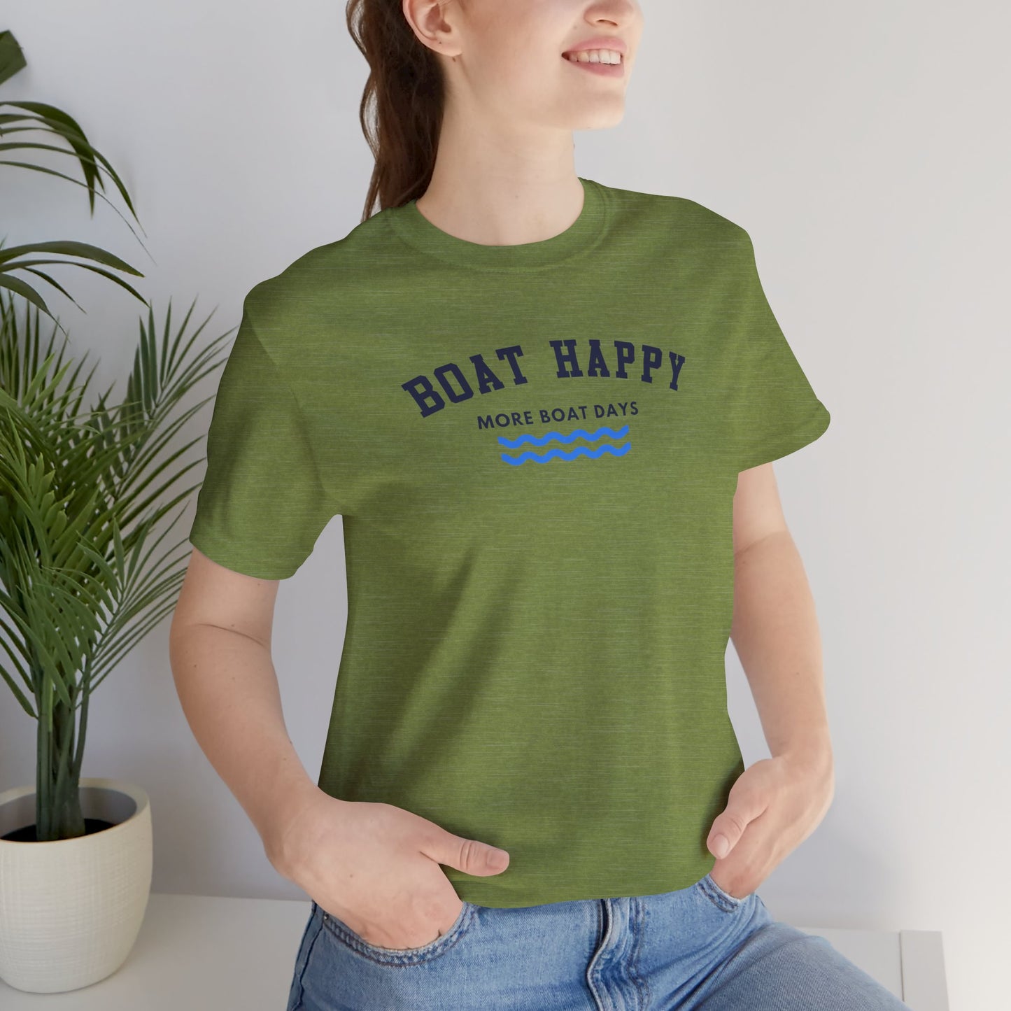 Classic Boat Happy T-Shirt, Bella + Canvas Unisex Jersey Tee, Nautical Boating Shirt, Coastal Lifestyle Apparel, Ocean Lover Gift