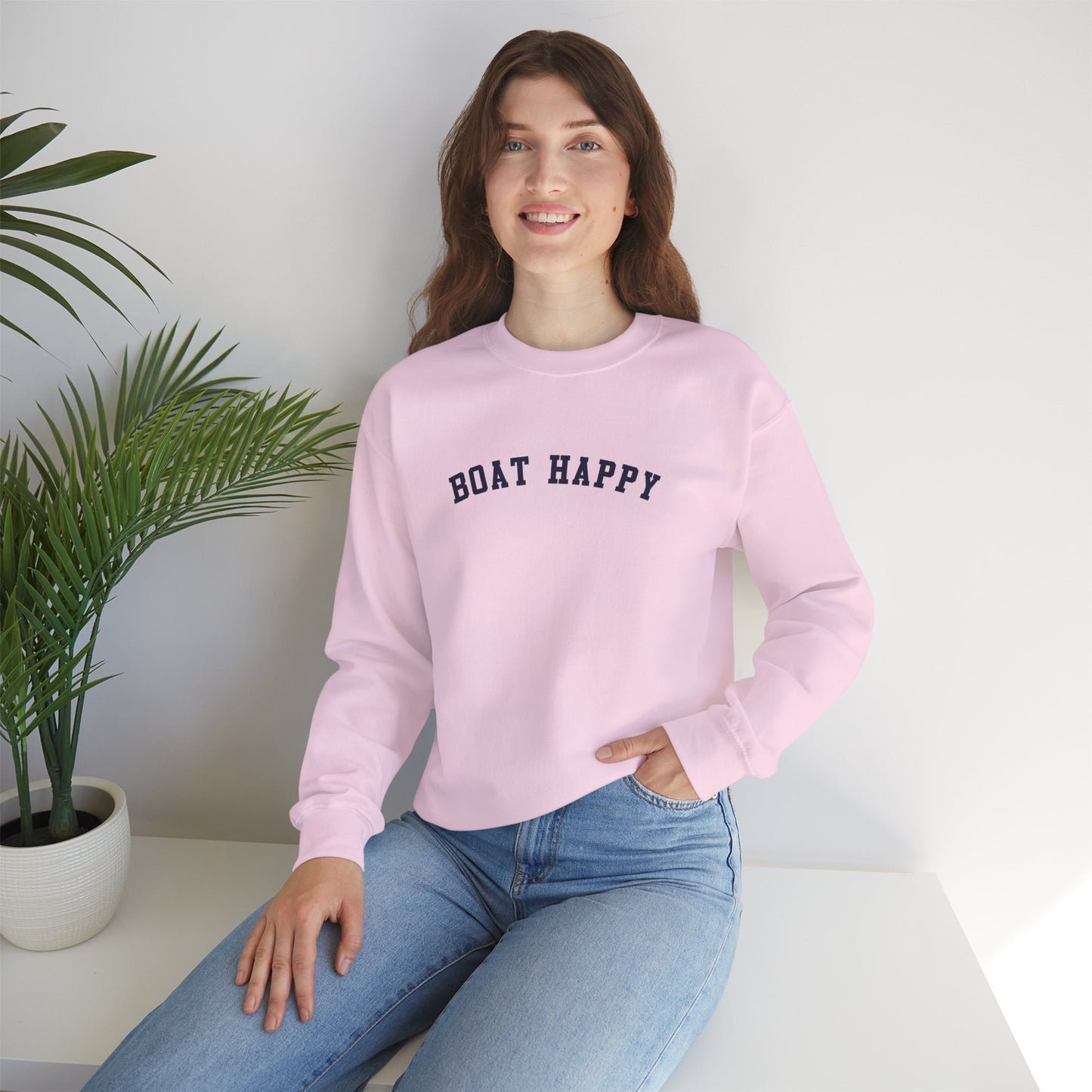 Boat Happy Classic Crewneck Sweatshirt, Nautical-Inspired Cozy Pullover, Boating Apparel, Unisex Fit Pullover Sweatshirt, Boating Sweatshirt for Him or Her
