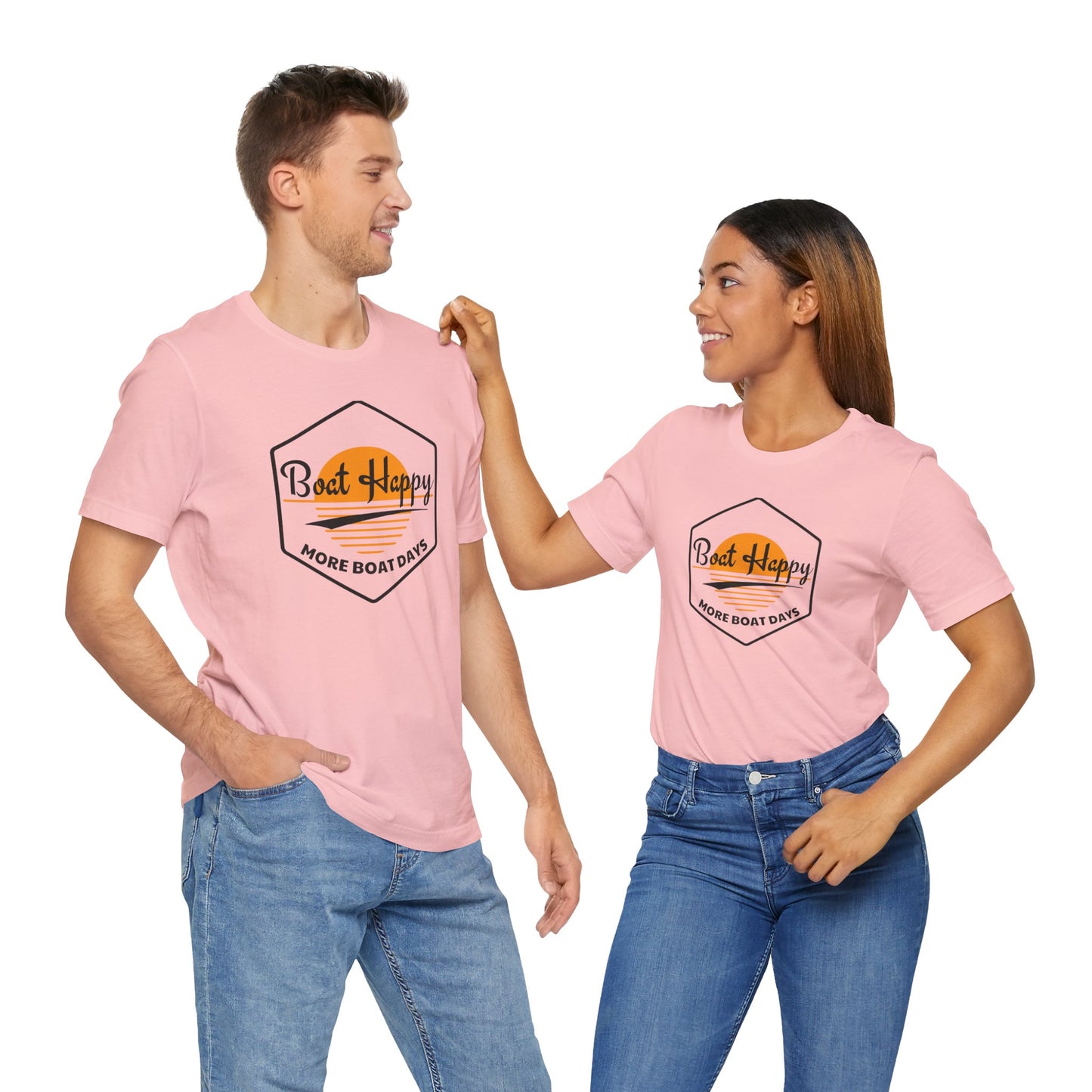 Boat Happy T-Shirt, Sunset Hexagon Design, Perfect T-Shirt for Boat or Beach Lover, Boating Lifestyle Shirt, Coastal Sunset Graphic Tee, Boating T-Shirt