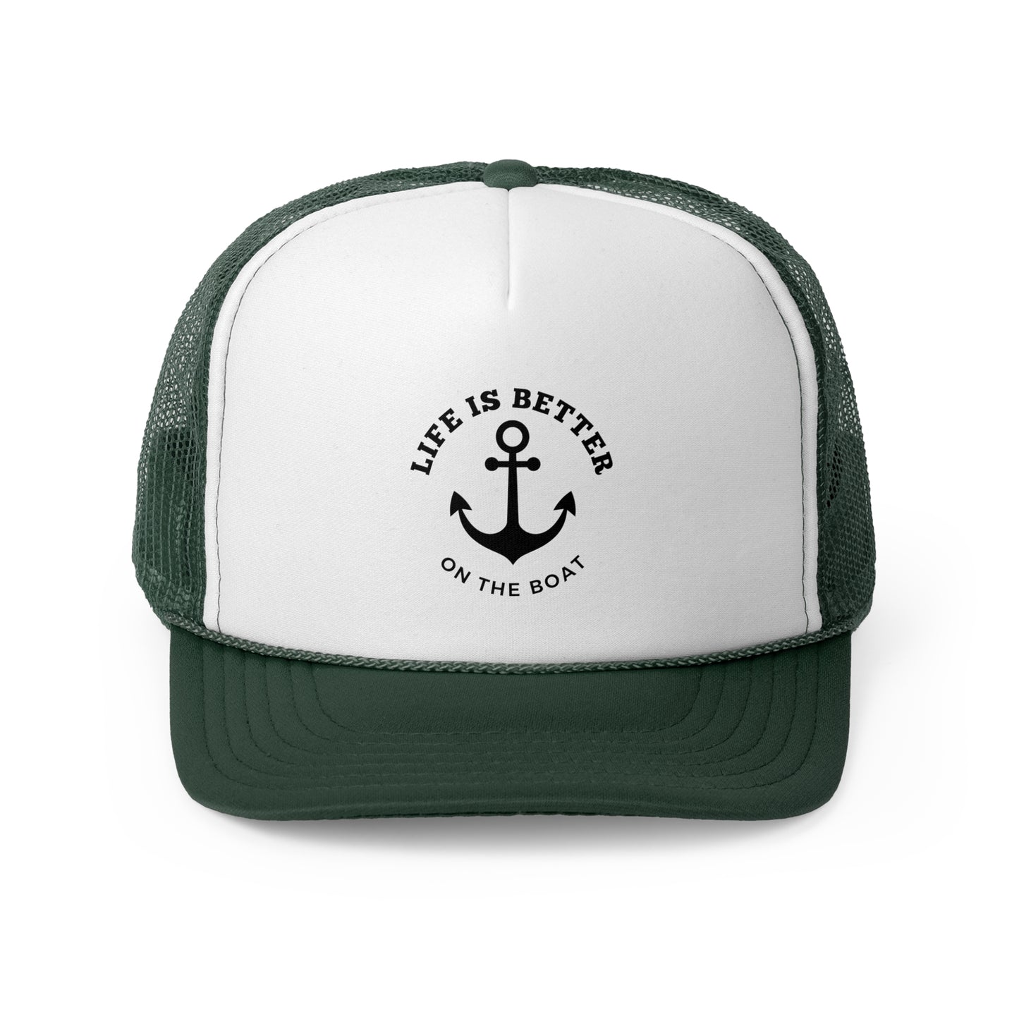 Life Is Better on the Boat Trucker Hat – Otto Mesh Back Boating Cap by Boat Happy